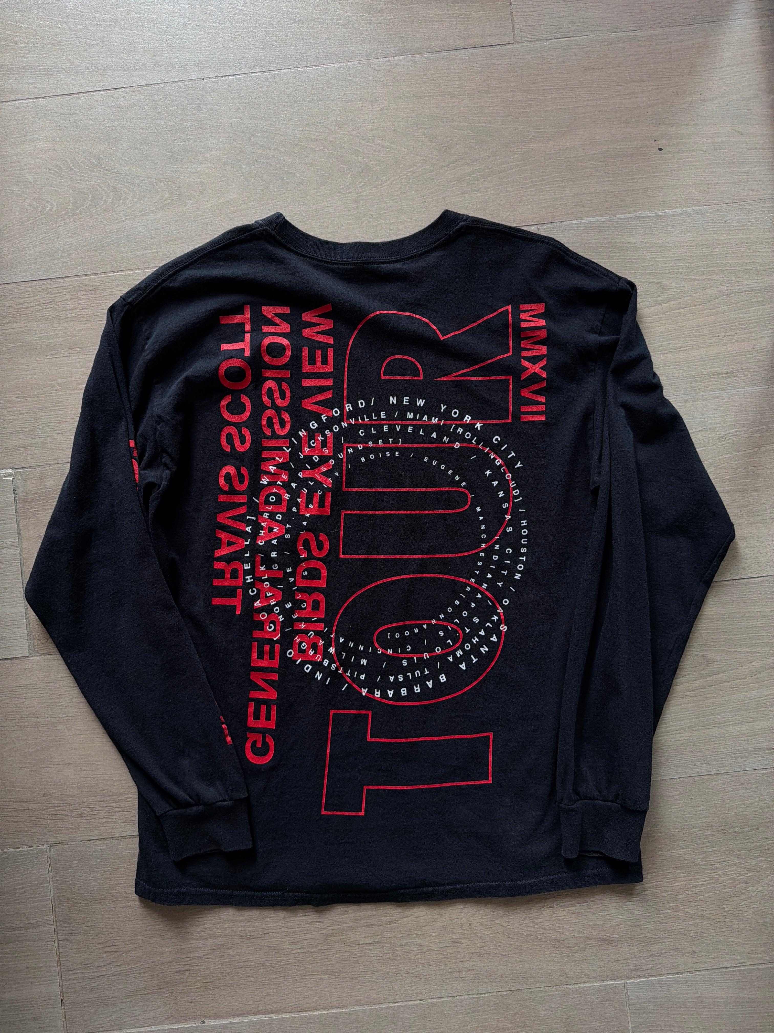2017 Travis Scott Birds Eye View Merch Longsleeve Blacn