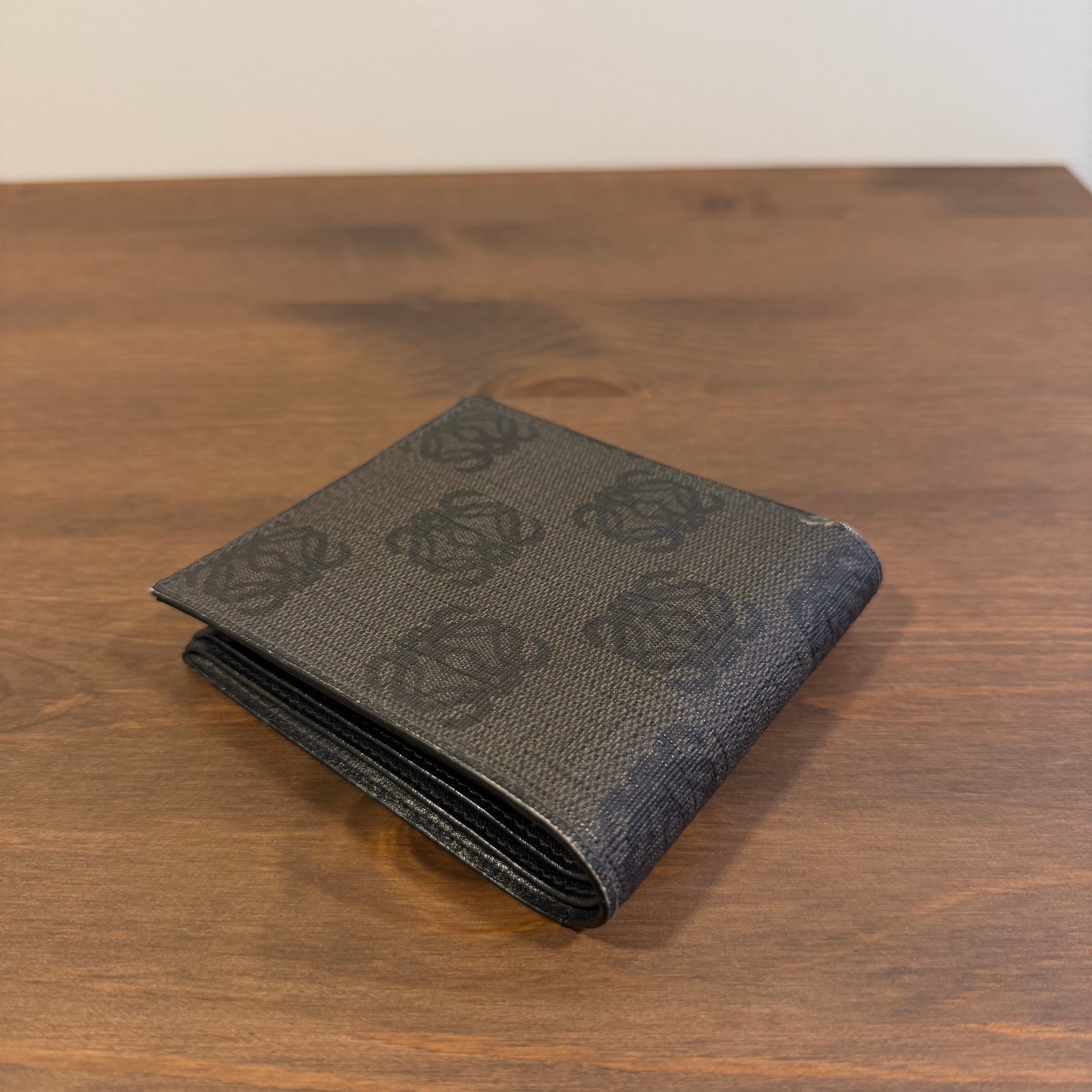 Loewe Monogram Bi Fold Wallet Black