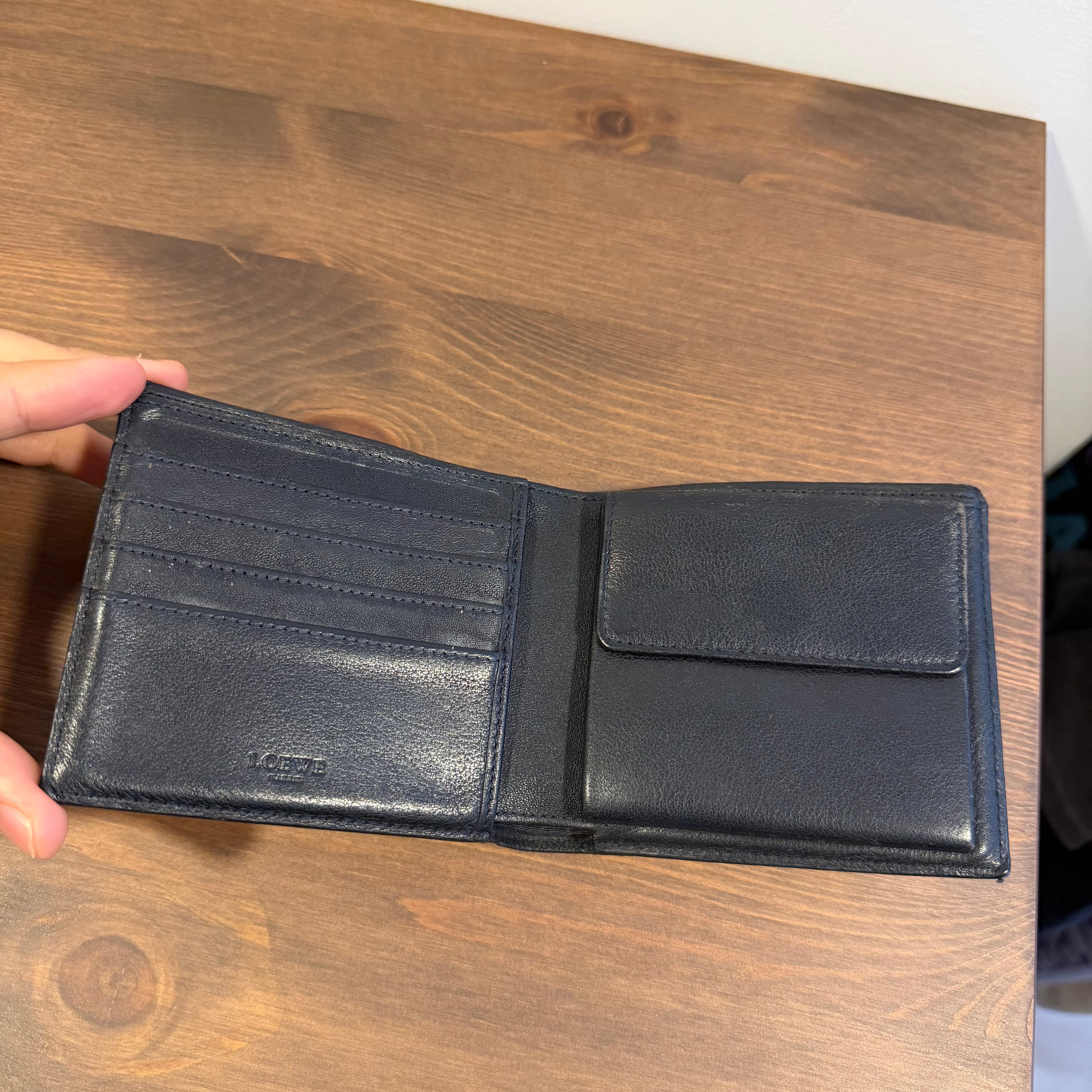 Loewe Monogram Bi Fold Wallet Black