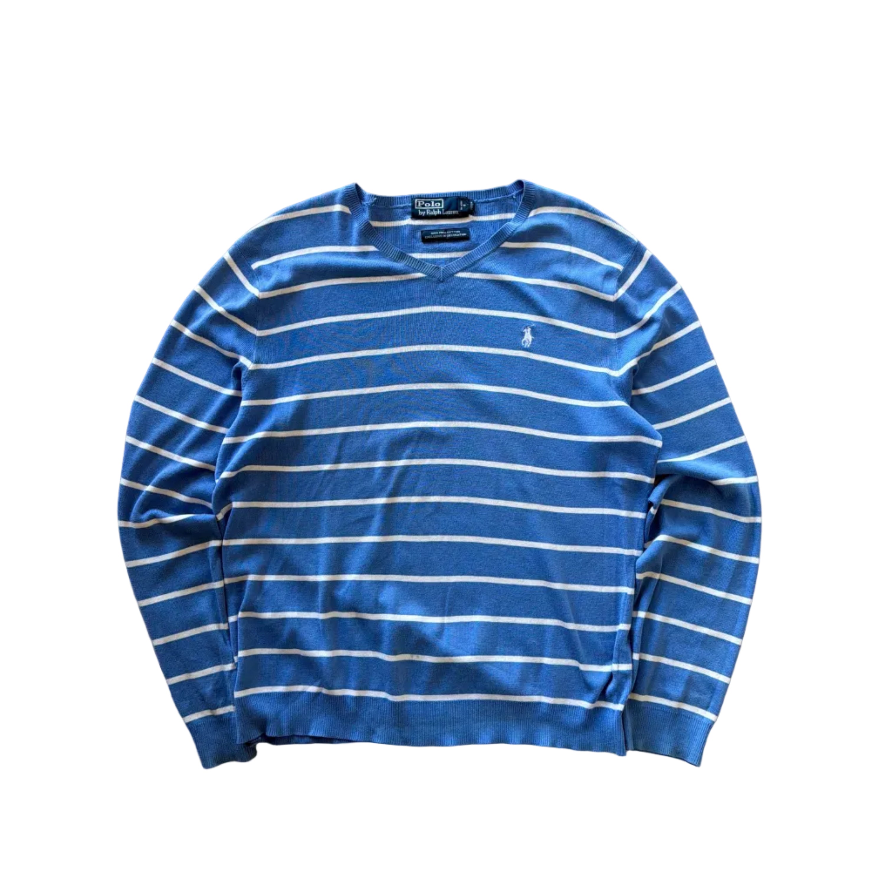 00s Ralph Lauren Stripe Crewneck Blue