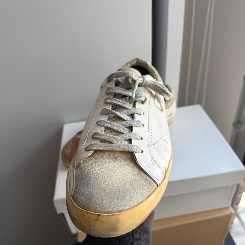 Golden Goose Superstar Sneakers Distressed White Grey