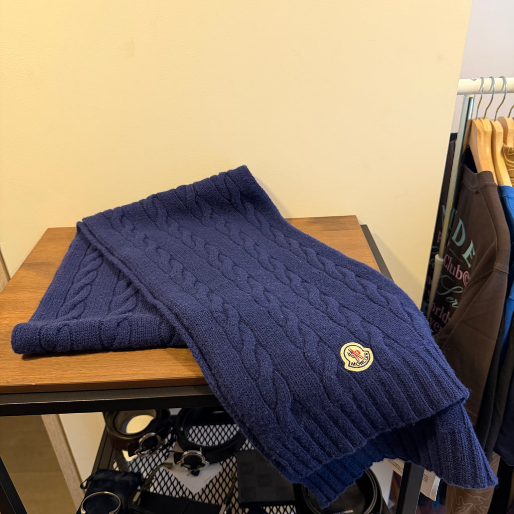 Moncler Wool Knit Scarf Blue