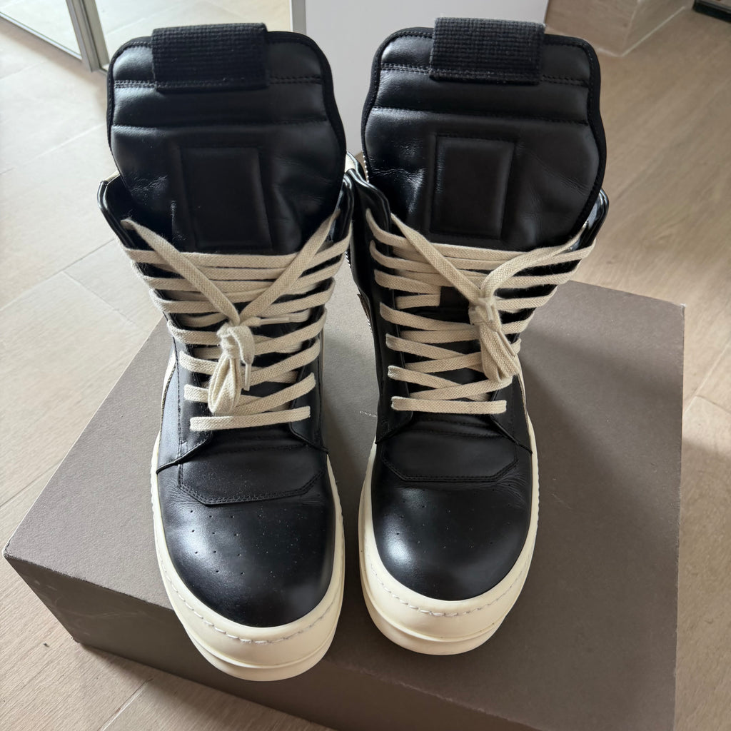 Rick Owens Mainline Geobaskets High Top Sneakers Black/Milk