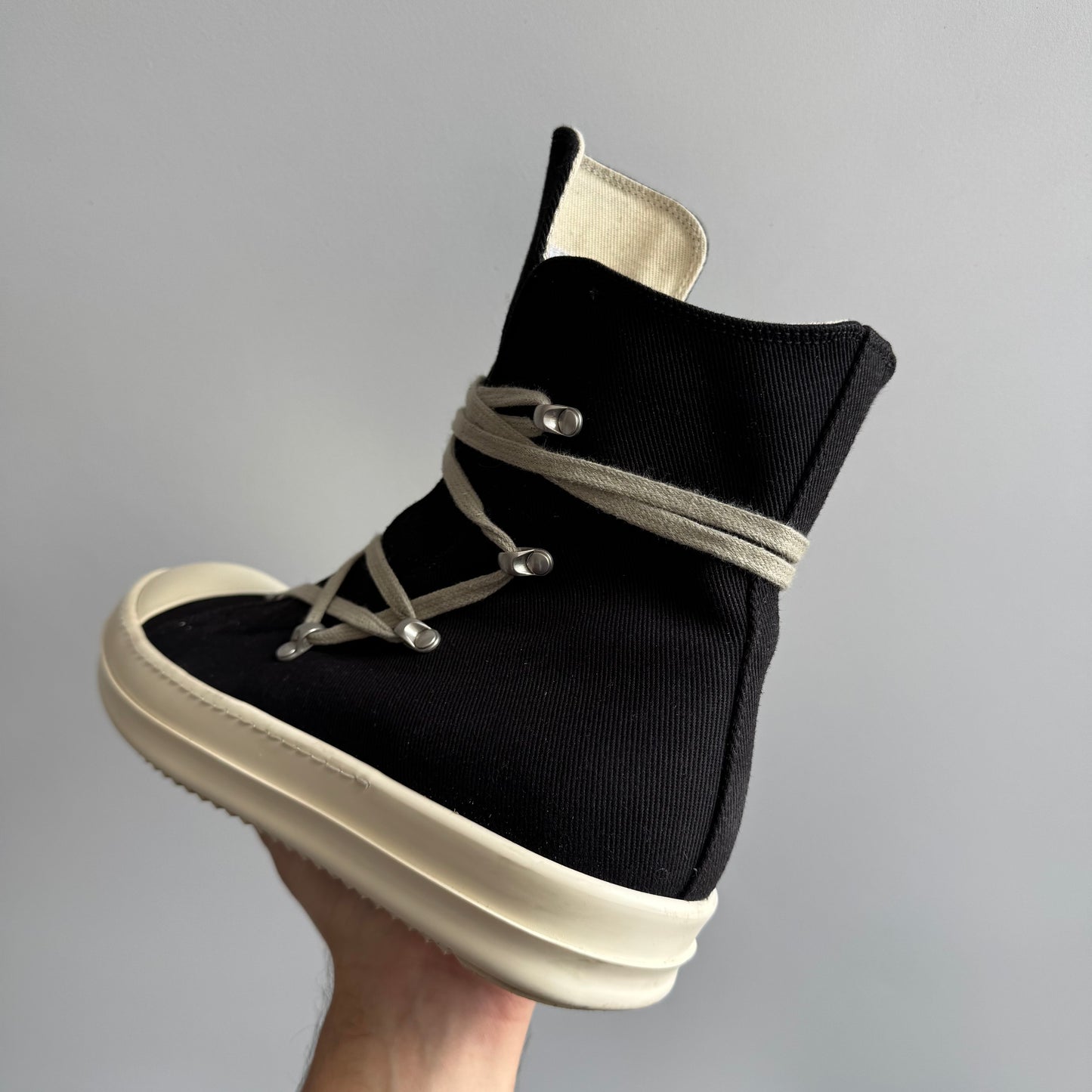 Rick Owens High Hexa Lace Black Milk Sneaker