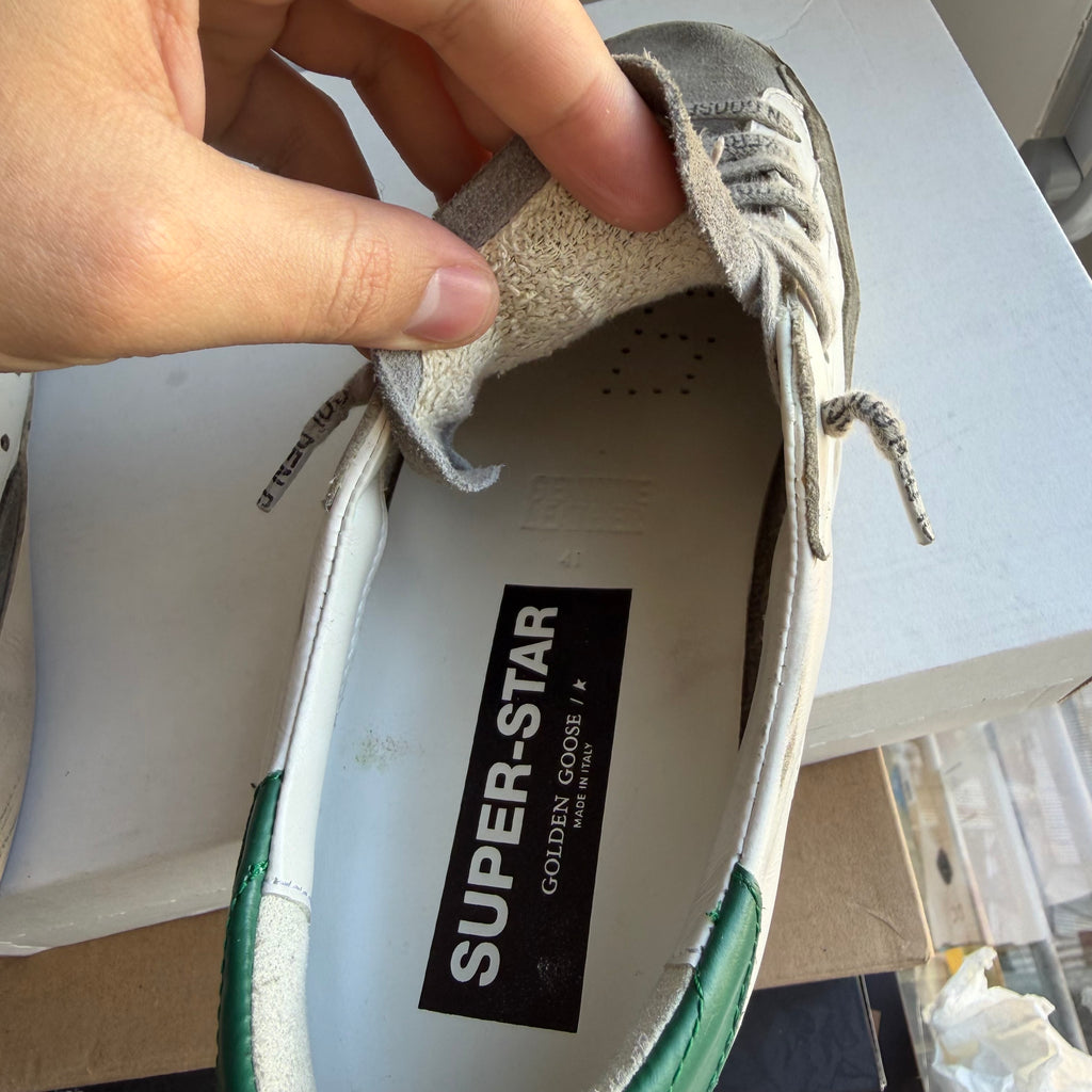 Golden Goose Superstar White/Silver Green Sneakers