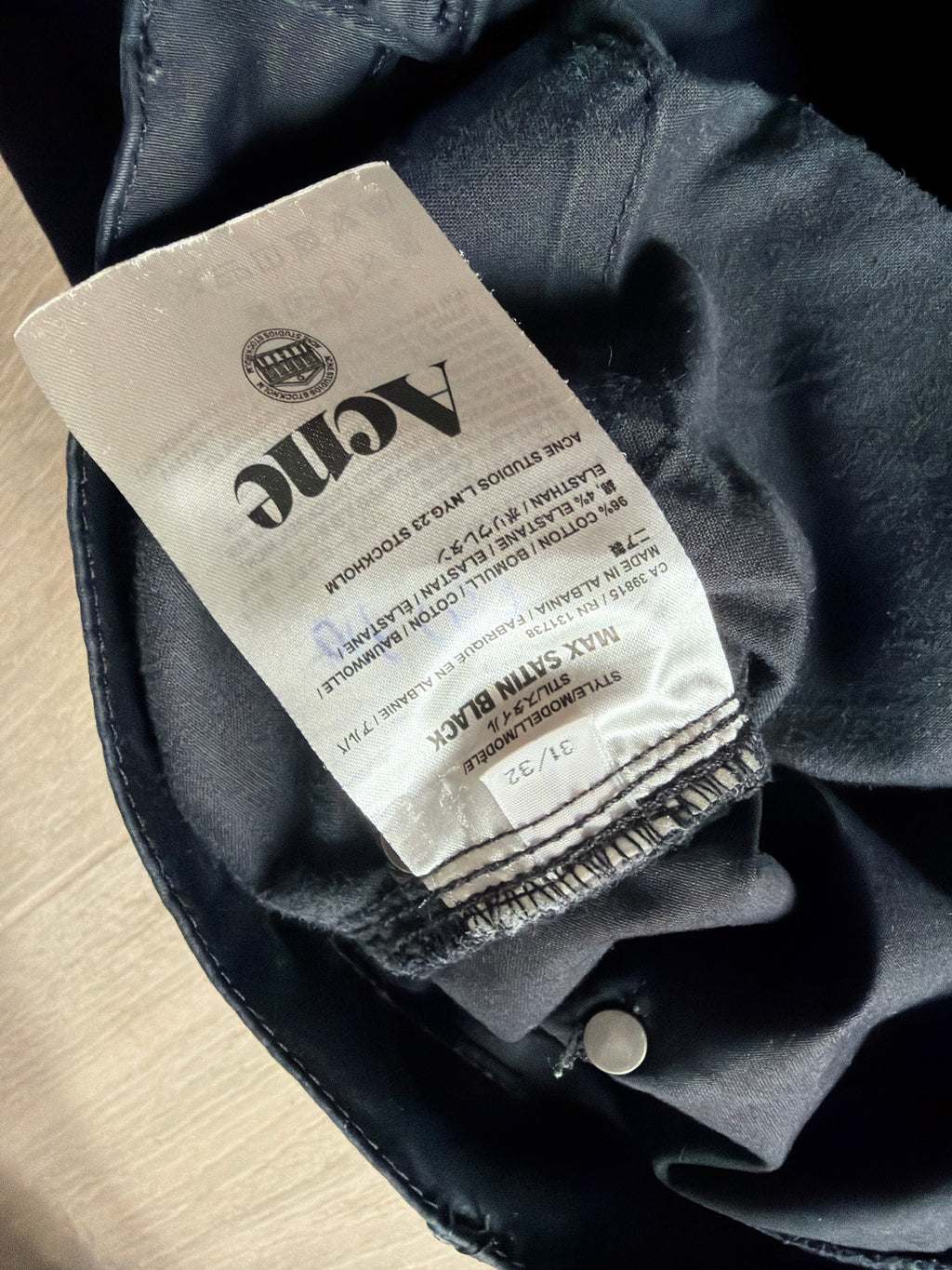 Acne Studios Max Satin Black Pants