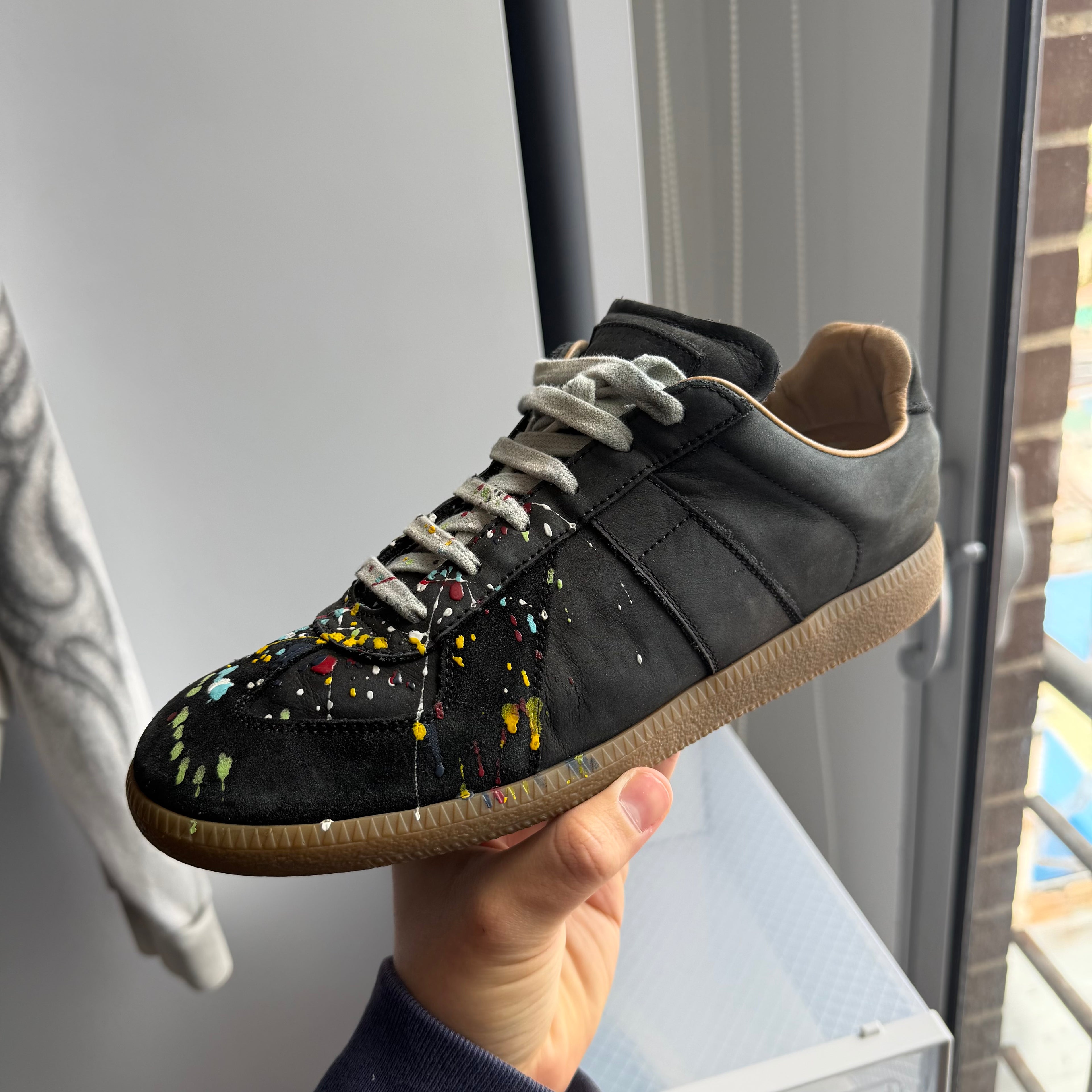Maison Margiela Paint Splatter Replica GAT Sneakers Black