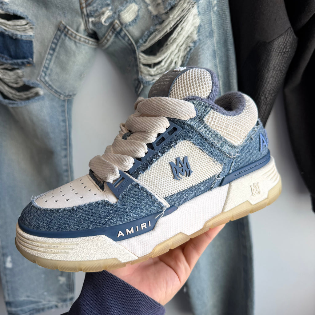 Amiri MA-1 Vintage Denim Washed Indigo Sneakers (41EU)