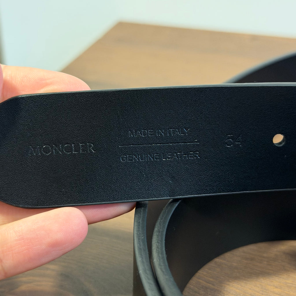Moncler Logo Buckle Black Leather Belt