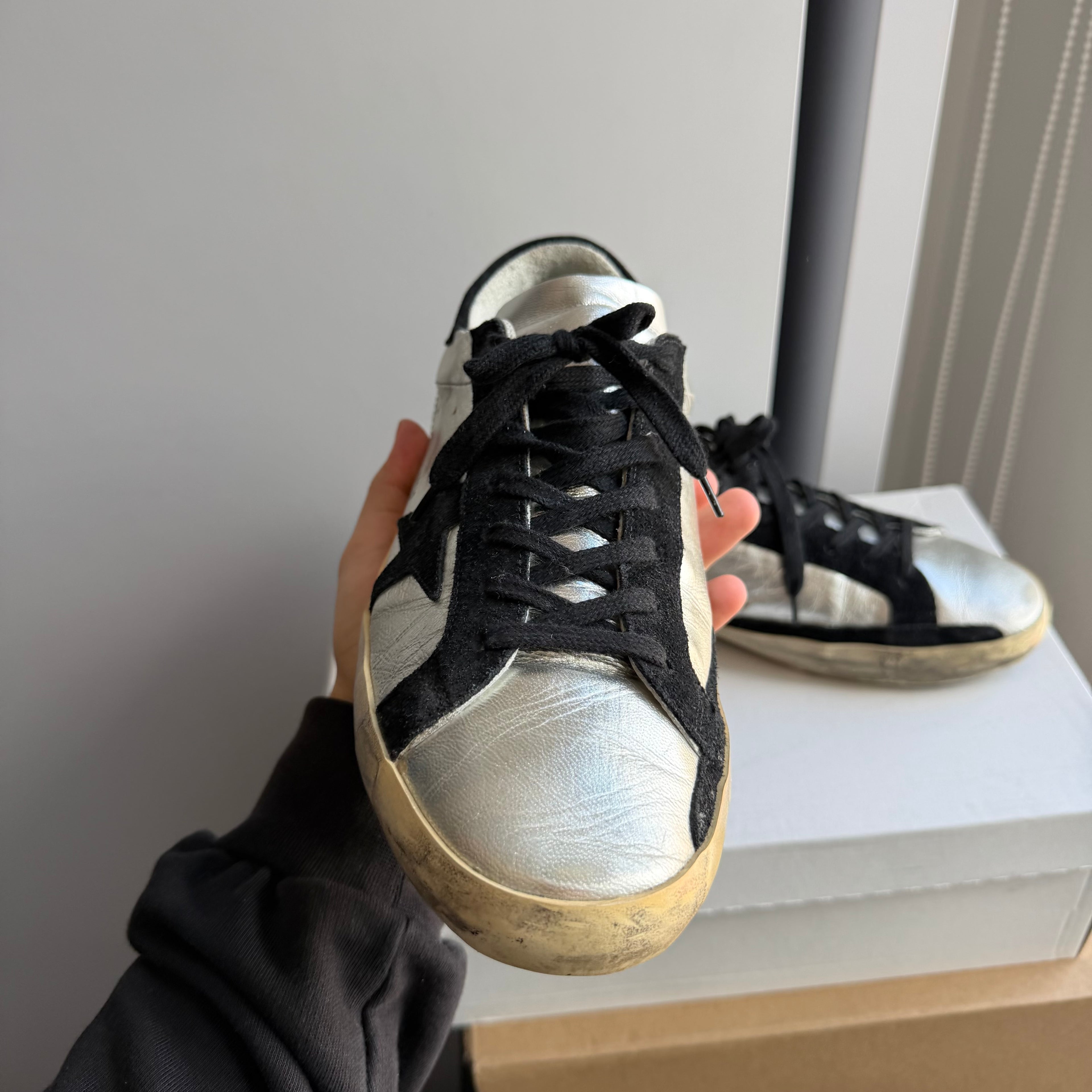 Golden Goose Super-Star Silver Semi Sneakers