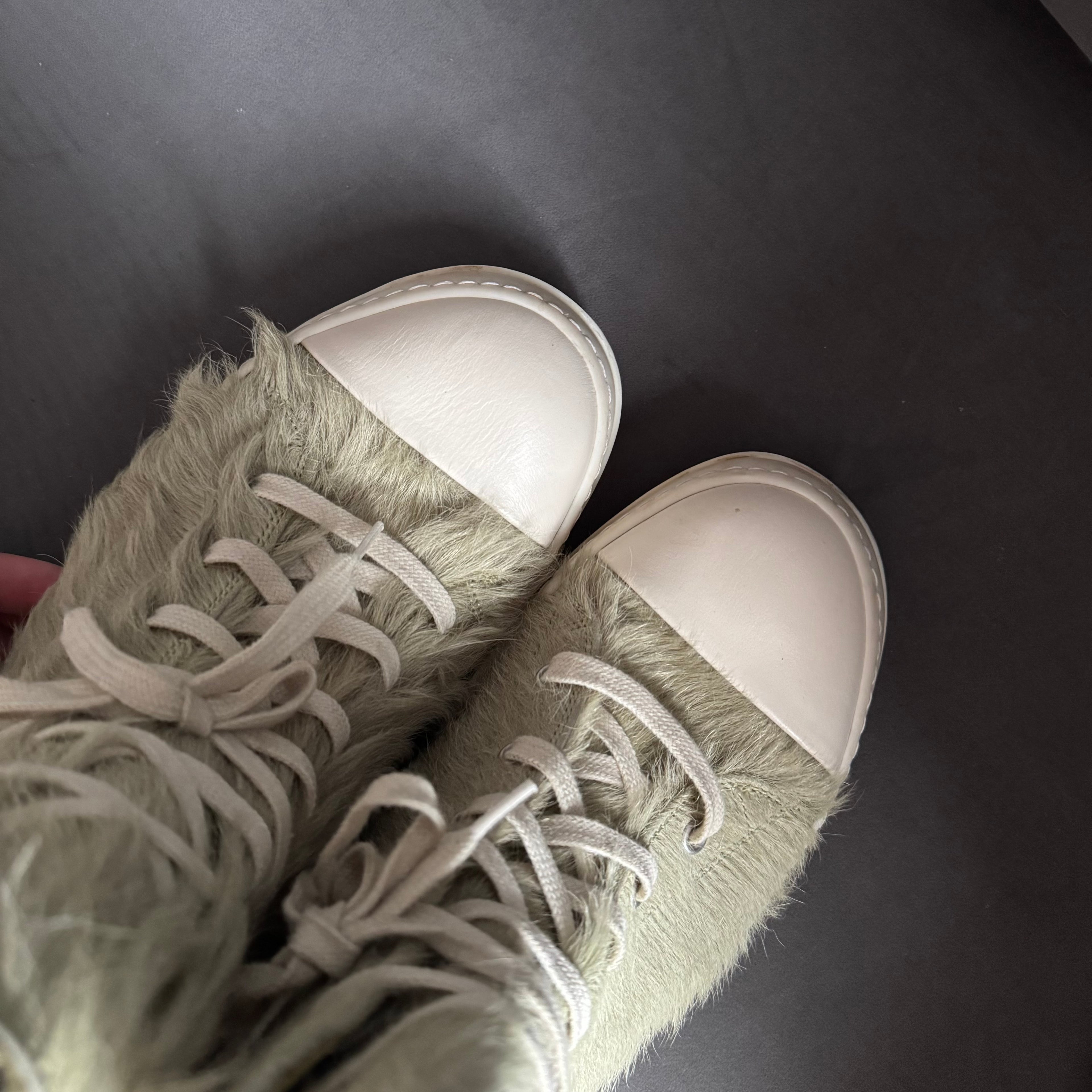 AW21 Rick Owens Mainline Pony Hair “Gethesmane”High Top Ramones Acid Green (GRINCH)