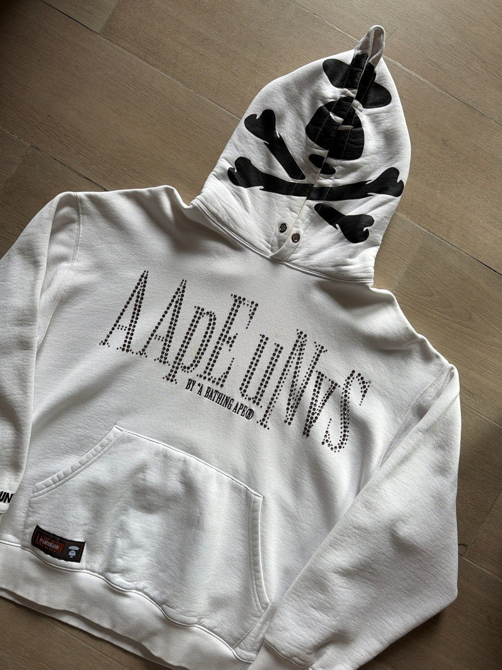AAPE By a Bathing Ape Rhinestone-Ogo Cotton-Bend Hoodie