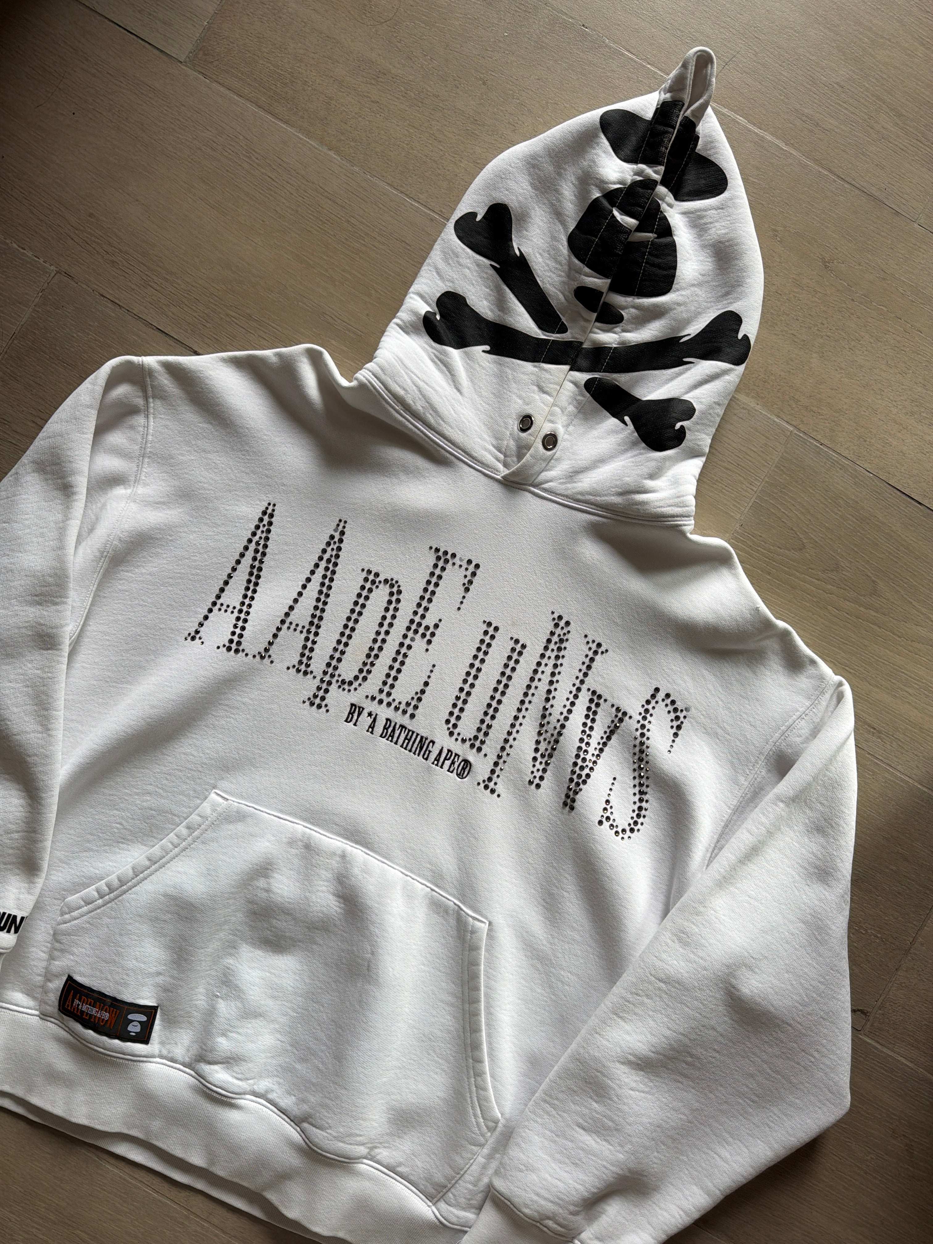 AAPE By a Bathing Ape Rhinestone-Ogo Cotton-Bend Hoodie