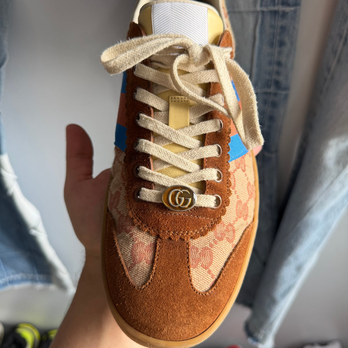 Gucci G74 Web Low Sneakers Brick Red/Beige (10.5US)