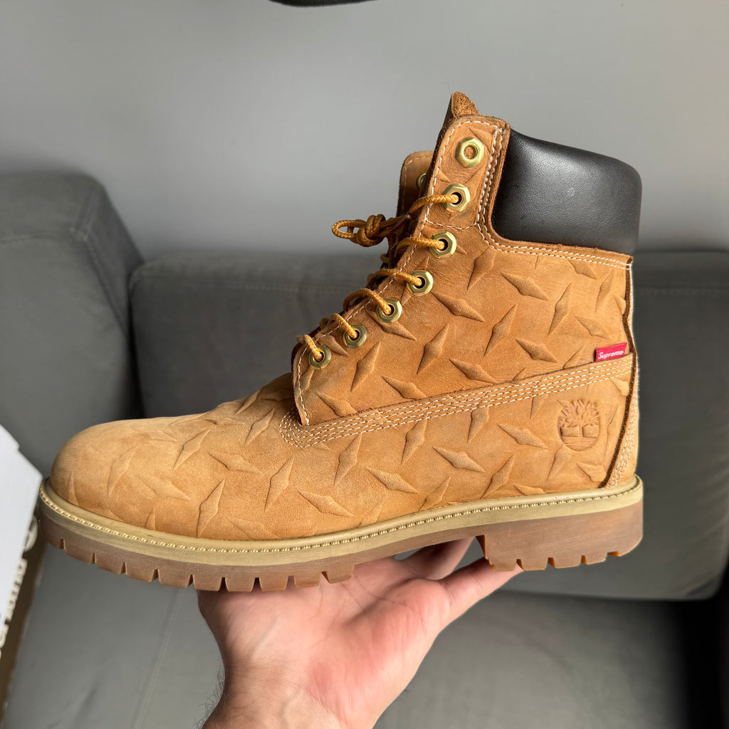 2023 Supreme x Timberland 6” Premium Waterproof Diamond Plate Boots Wheat
