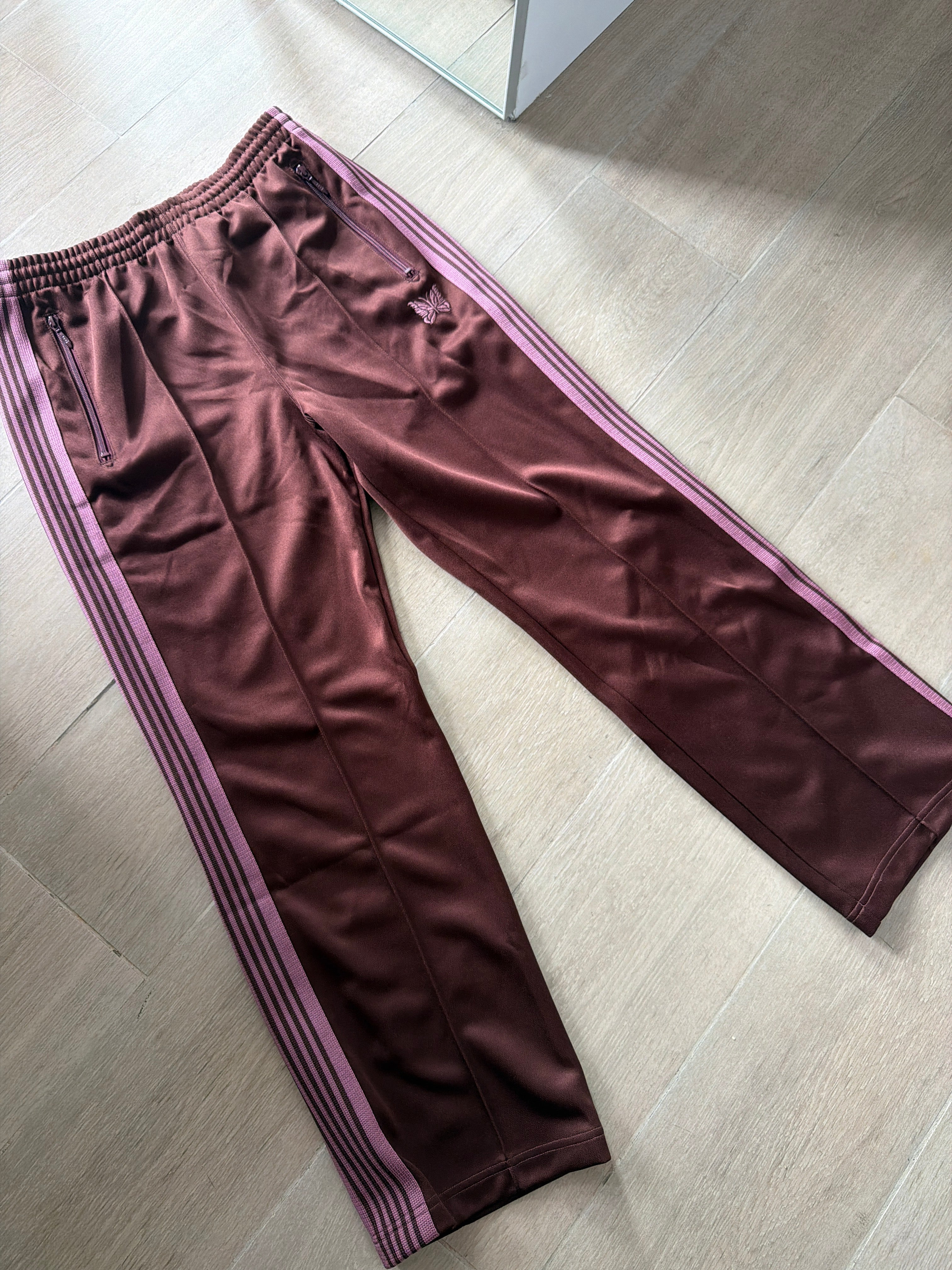 Needles Japan Classic Straight Track Pants Maroon/Pink