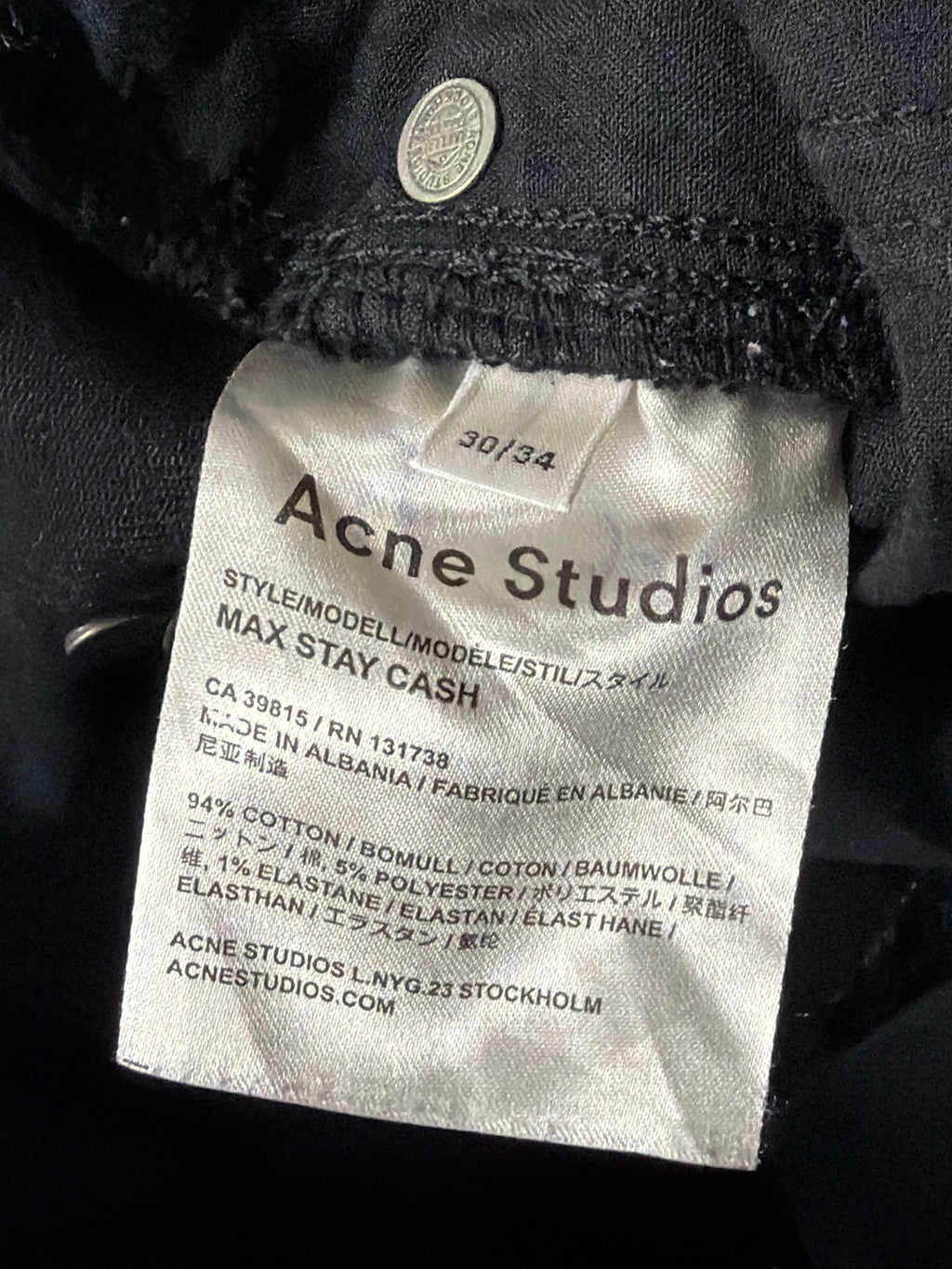 Acne Studios Max Stray Cash Jeans Black