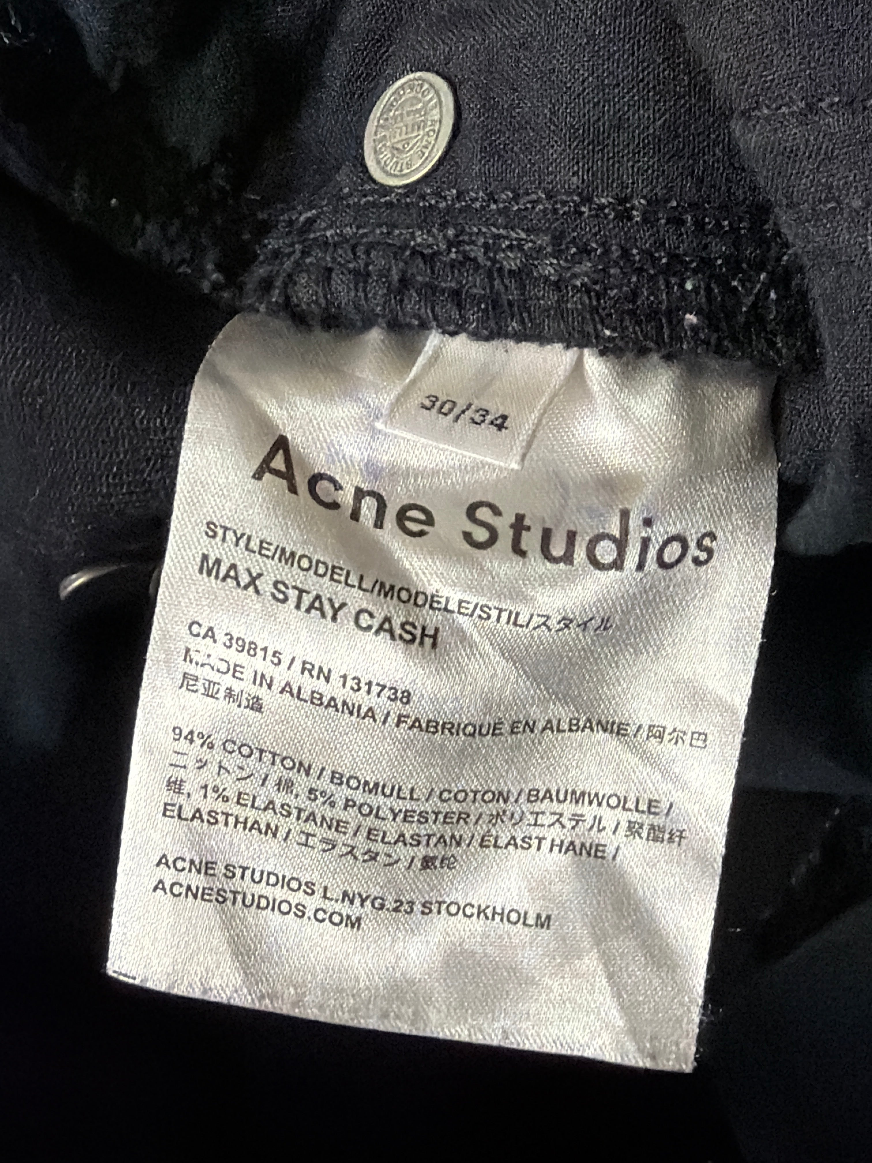 Acne Studios Max Stray Cash Jeans Black