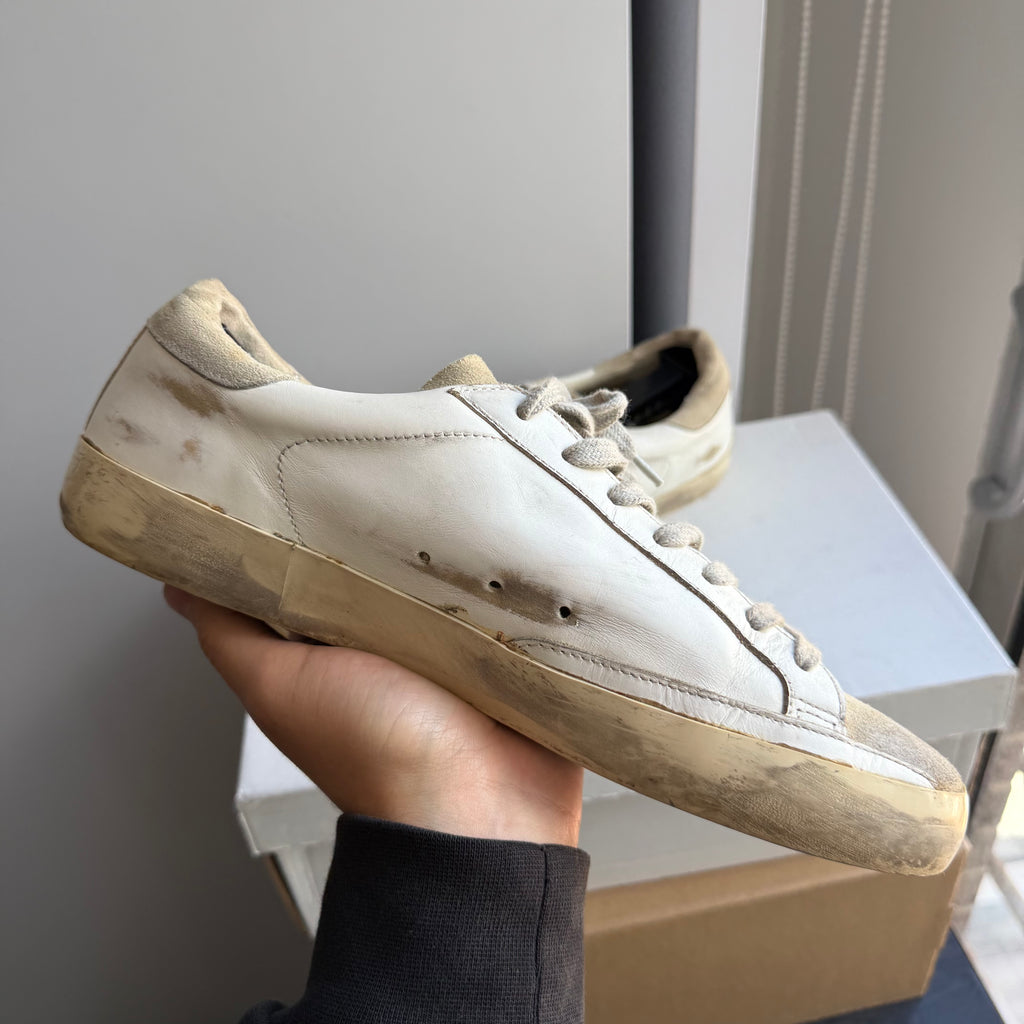 Golden Goose Superstar Sneakers Distressed White Grey