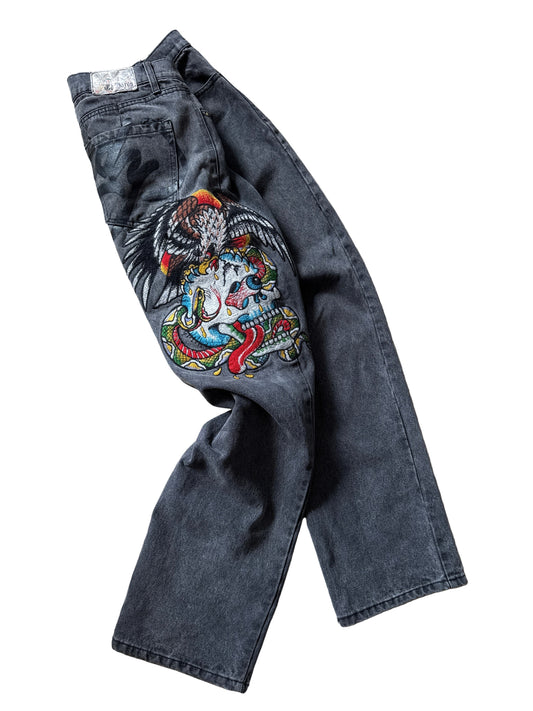 Ed Hardy Skull Black Jeans Straight Leg