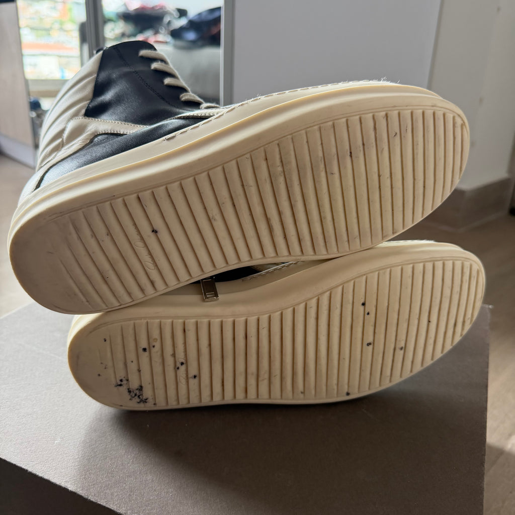 Rick Owens Mainline Geobaskets High Top Sneakers Black/Milk