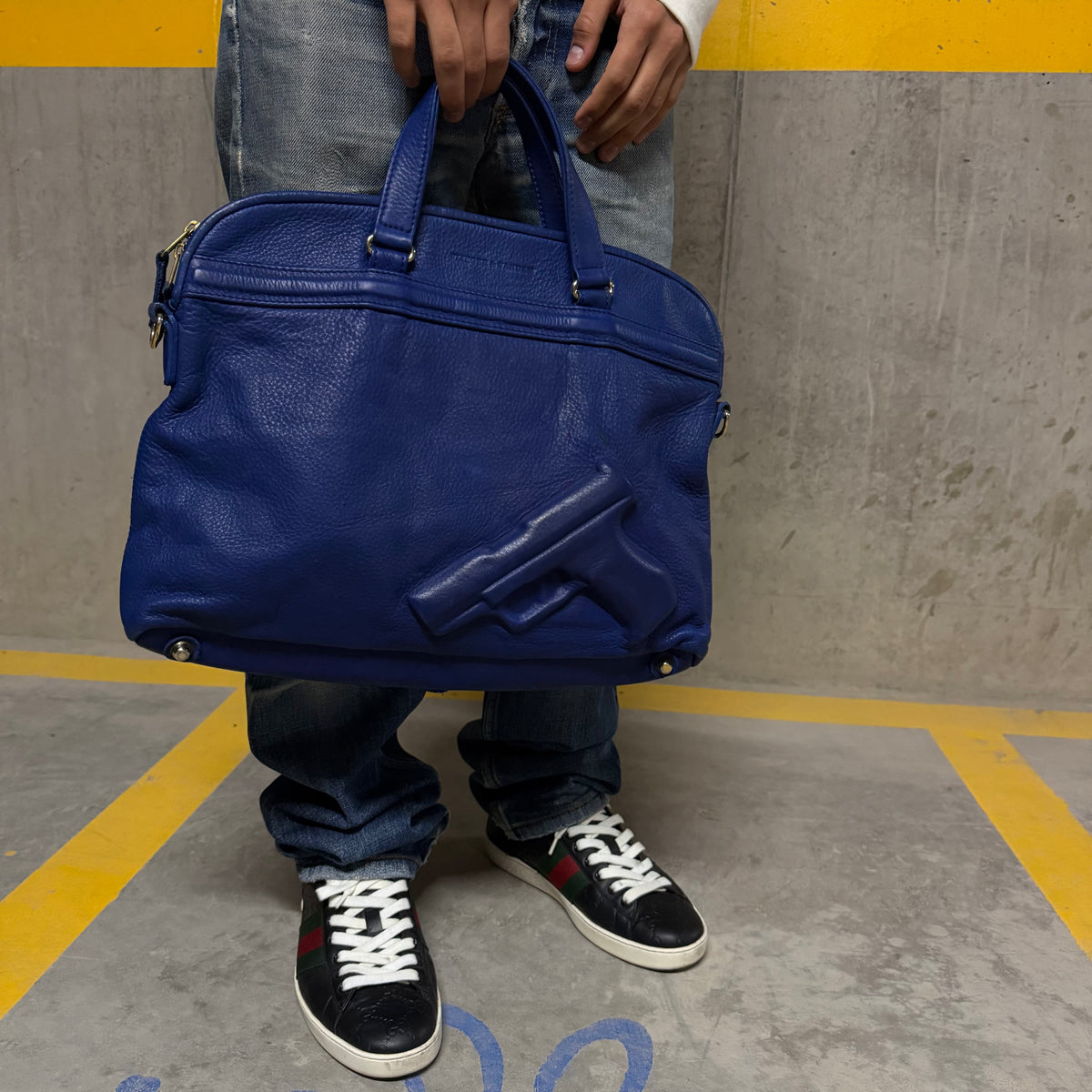 Vlieger & Vandam Leather Gun Bag Blue