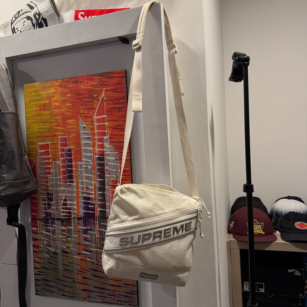 Supreme Logo Messenger Bag White
