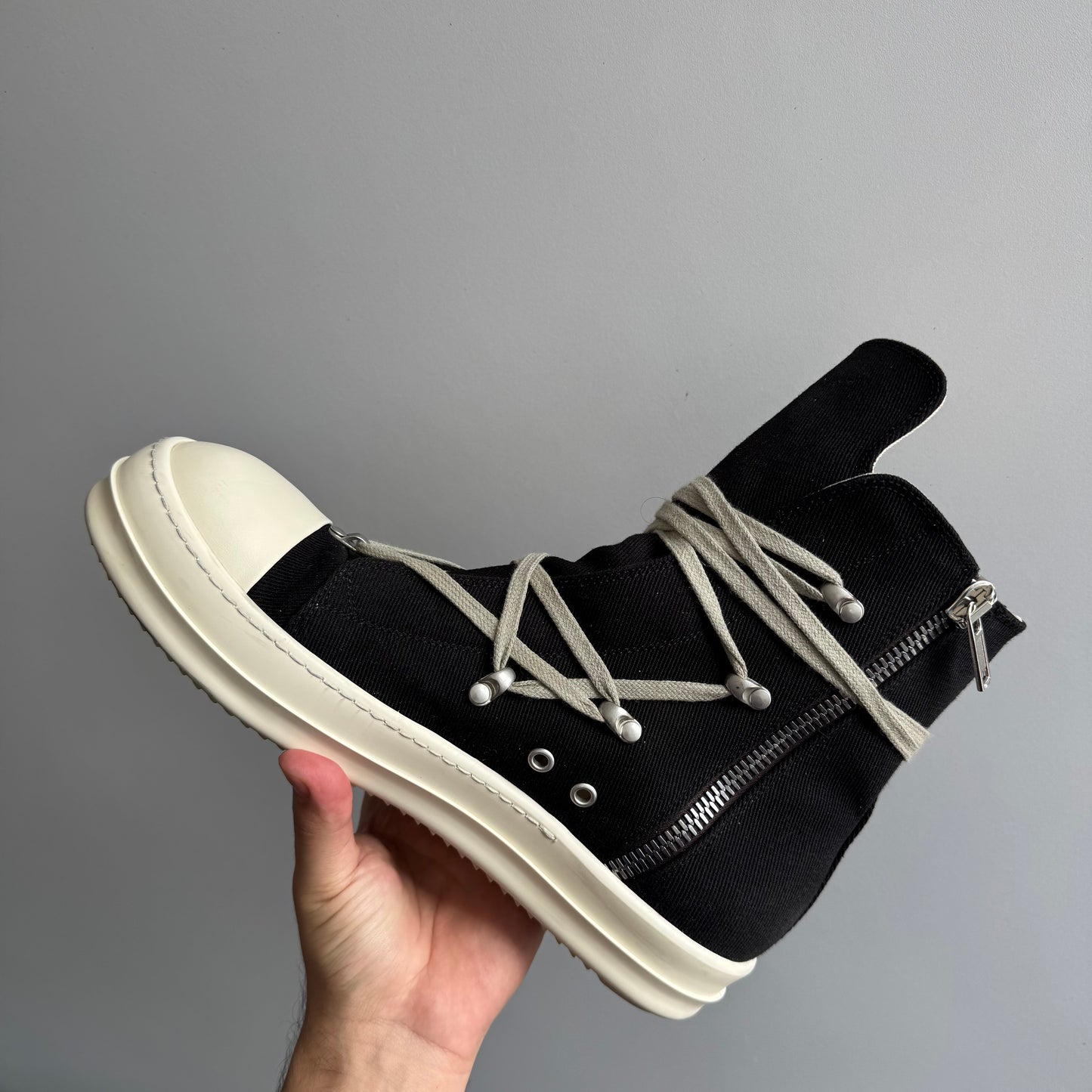Rick Owens High Hexa Lace Black Milk Sneaker