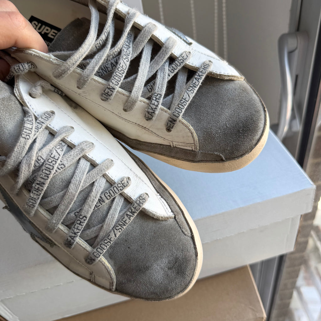 Golden Goose Superstar White/Silver Green Sneakers