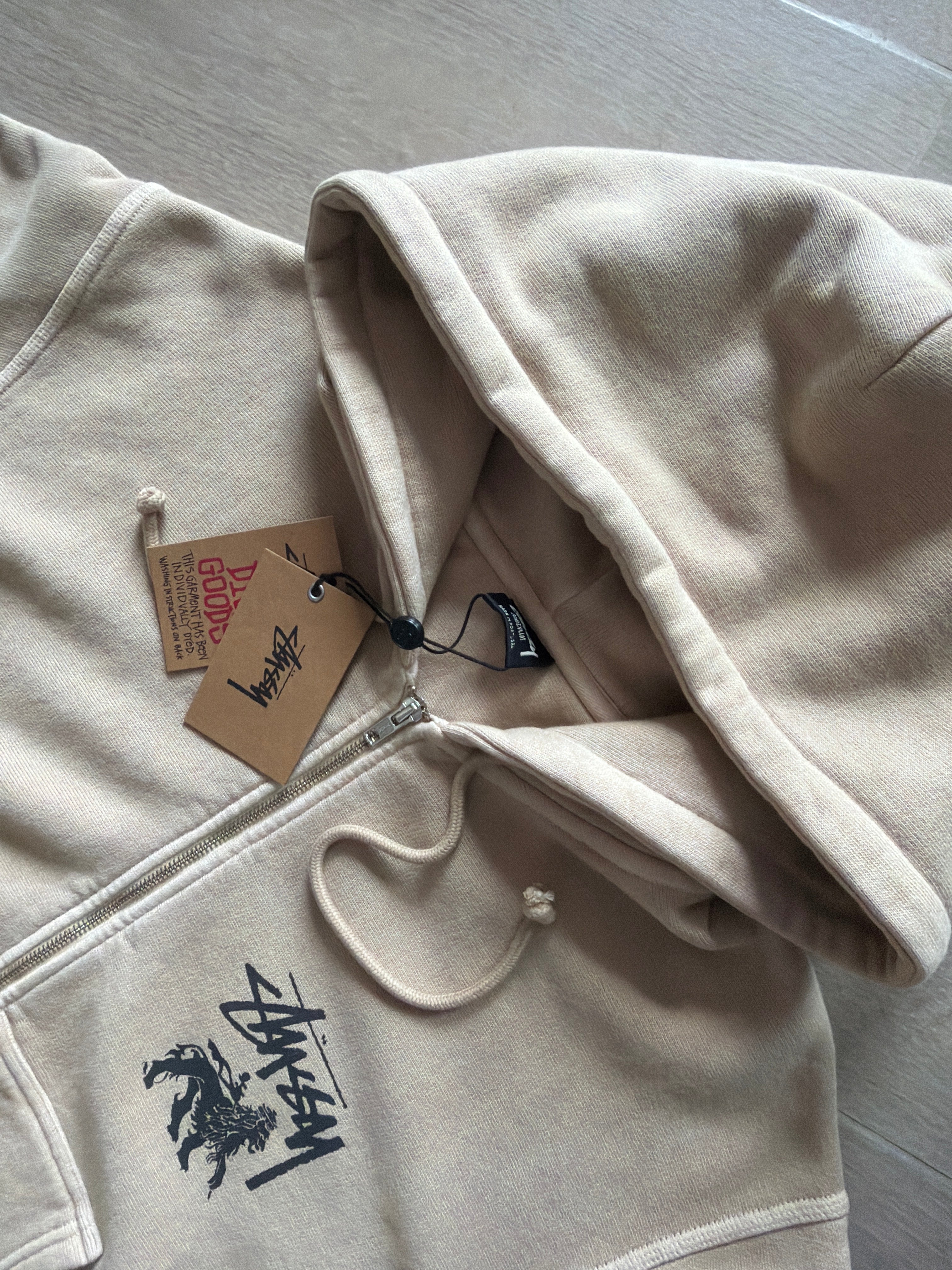 Stüssy Rasta Lion Zip Pigment Dyed Hoodie Khaki