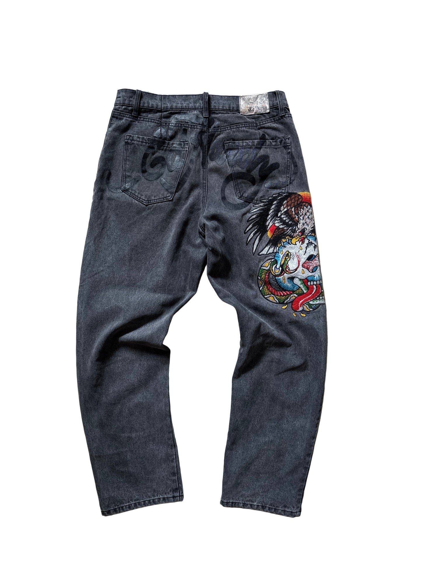 Ed Hardy Skull Black Jeans Straight Leg