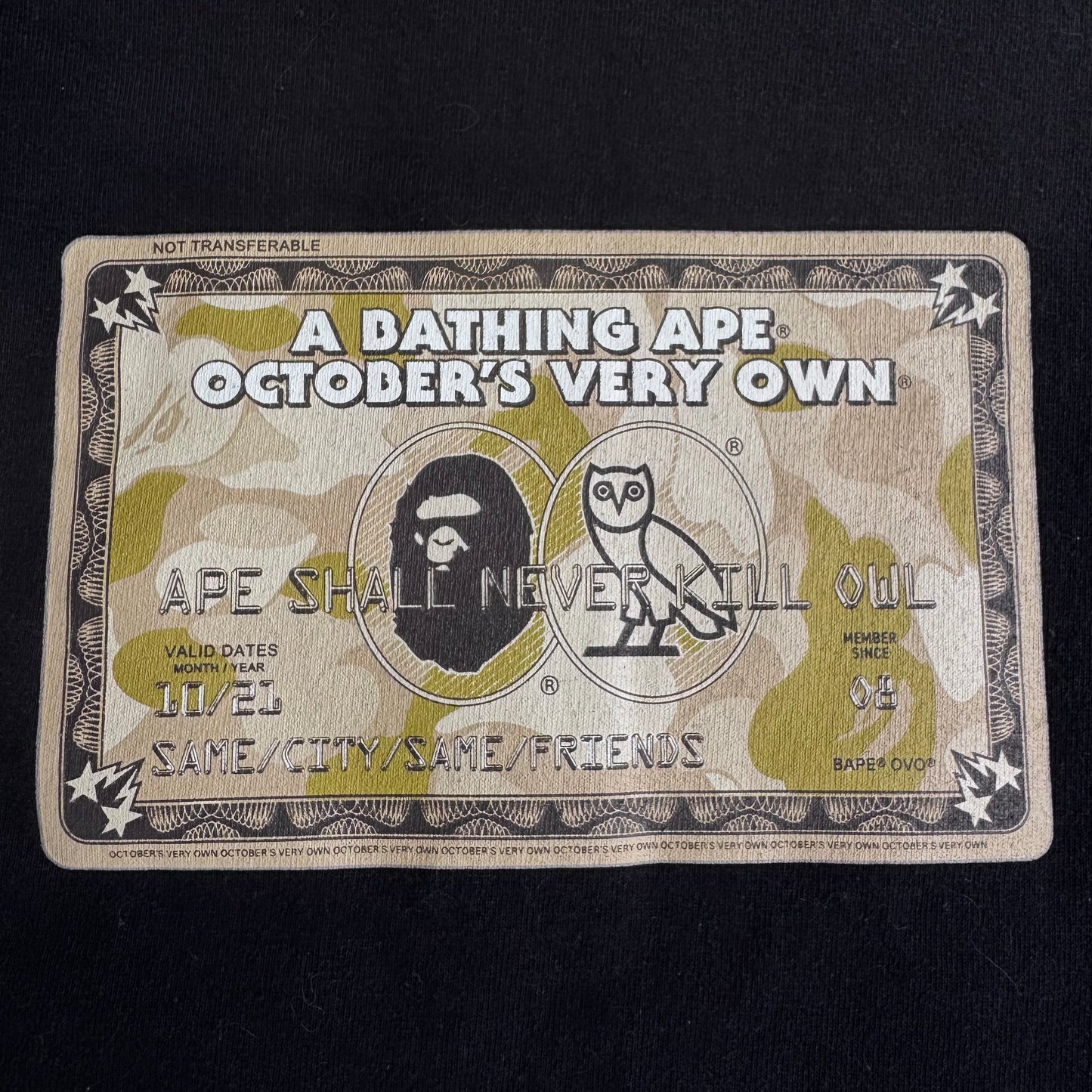 A Bathing Ape x OVO Drake Card Tee Black