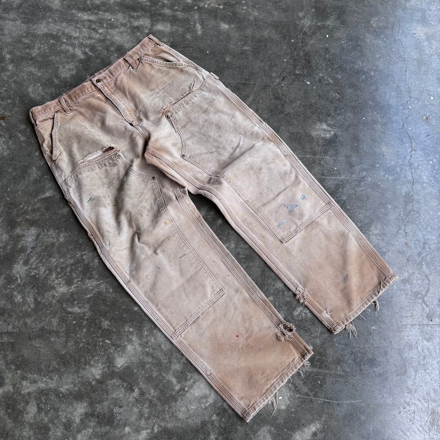 2000s Carhartt Double Knee “Tan” Trashed Pants