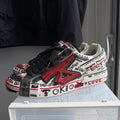 Dolce & Gabanna Tricolor Leather Graffiti Print Portofino Sneakers