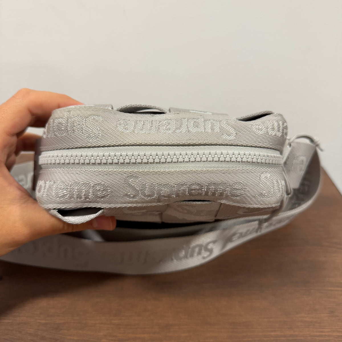 Supreme Woven Shoulder Bag Grey