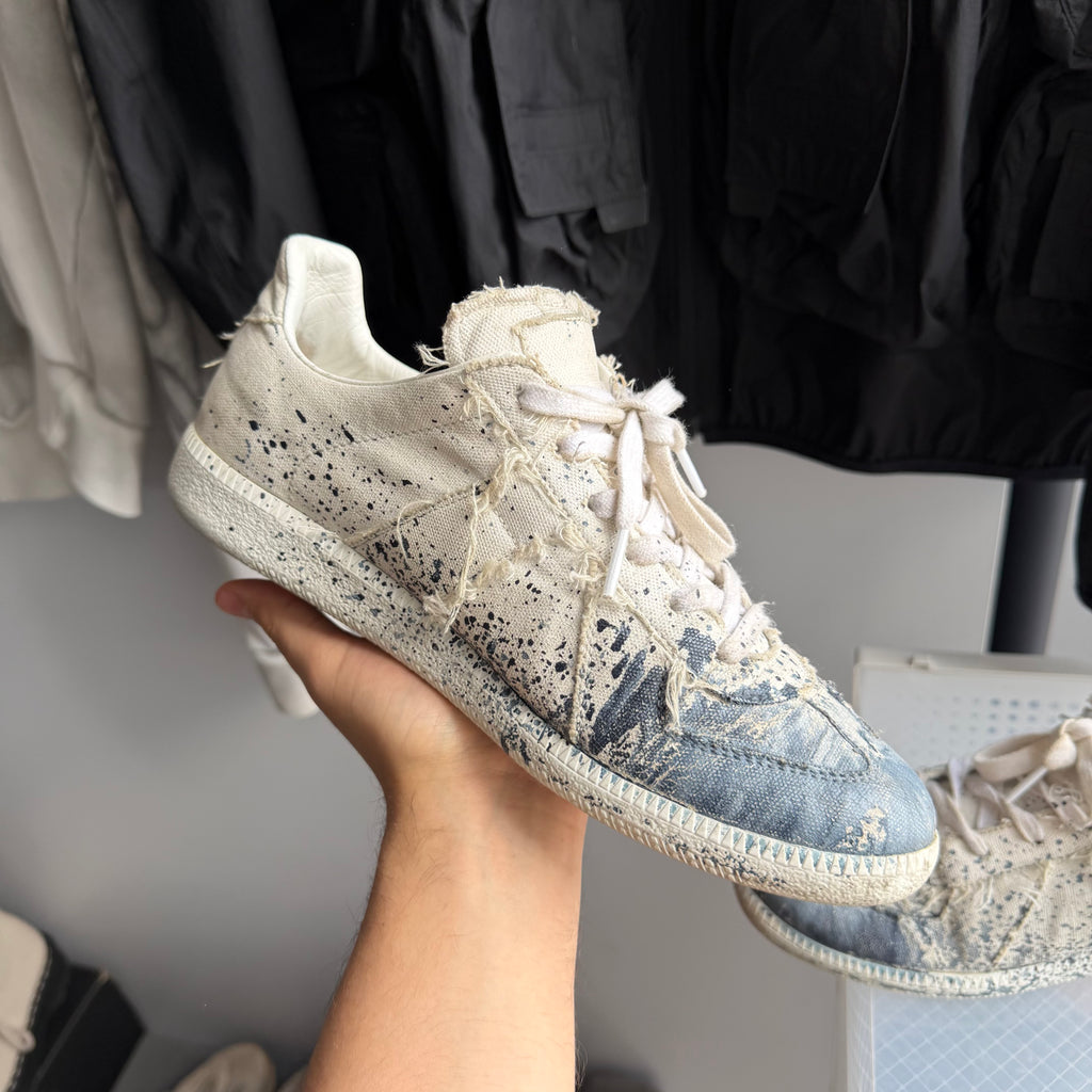 Maison Margiela Paint Splatter Replica GAT Canva Sneaker White/Blue