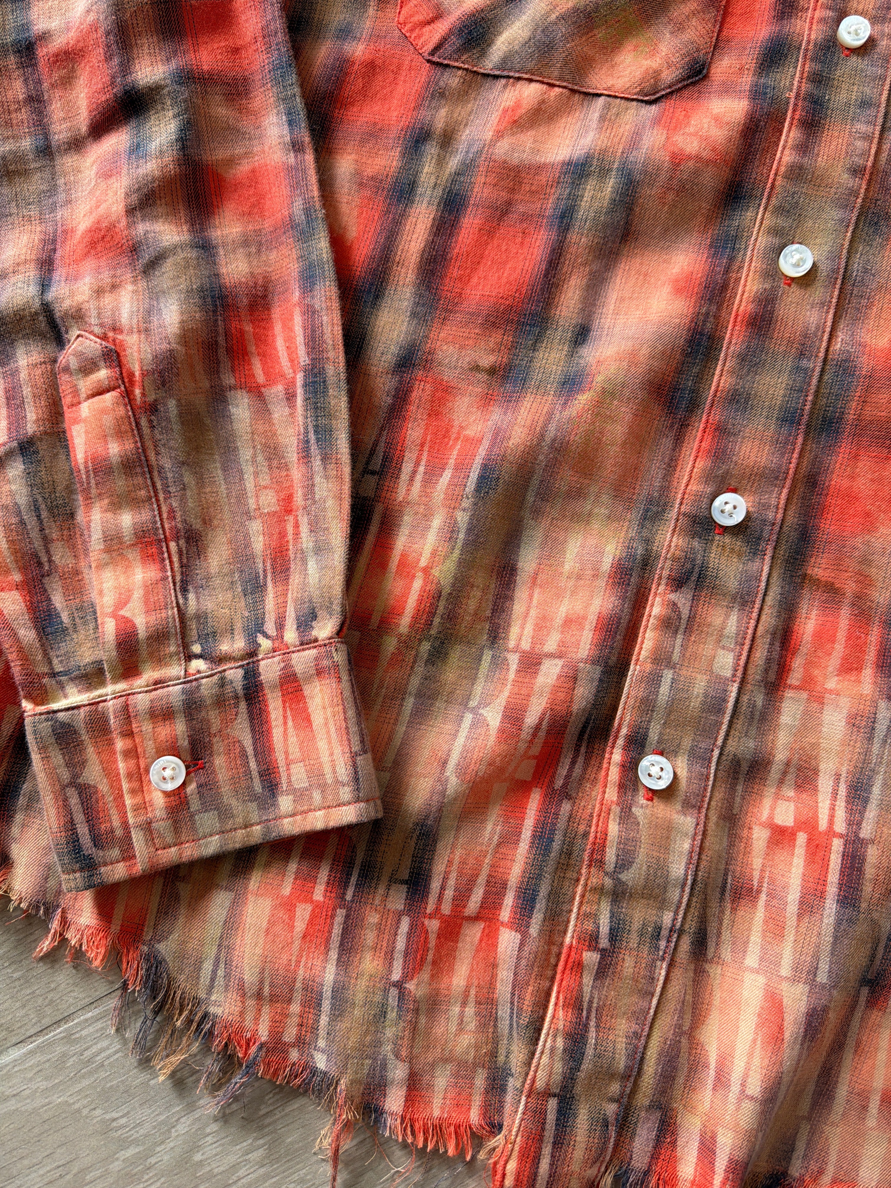Amiri Plaid Print Logo Sleeve Button Up Shirt