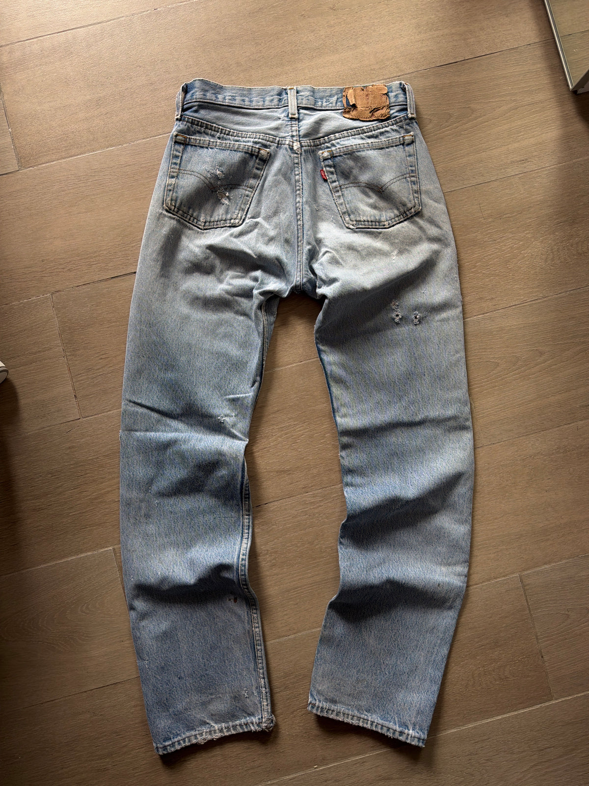 1980s Levi 501 “Repaired” Light Wash Denim Jeans (29w)