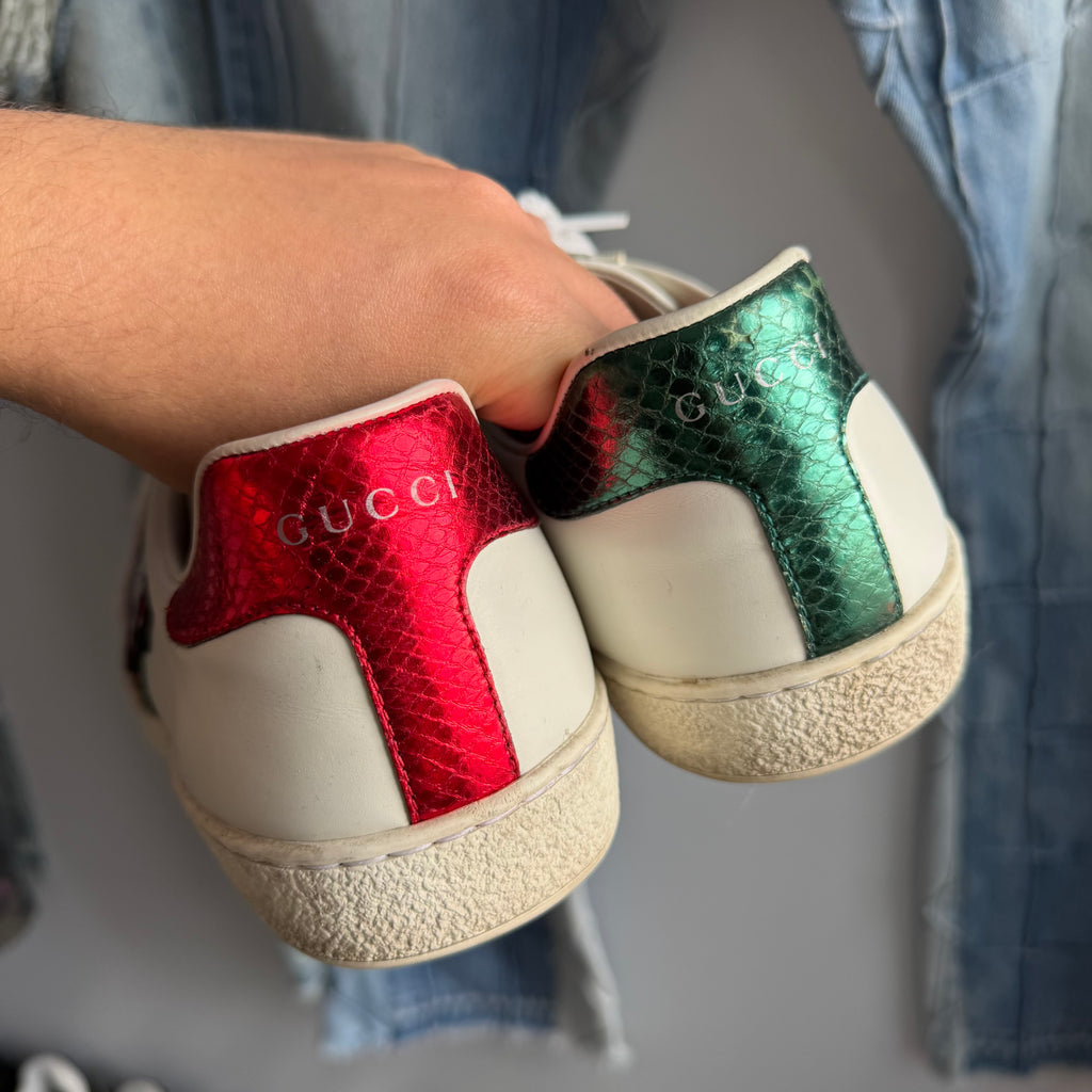 Gucci Ace Embroidered Snake Sneakers (10US)