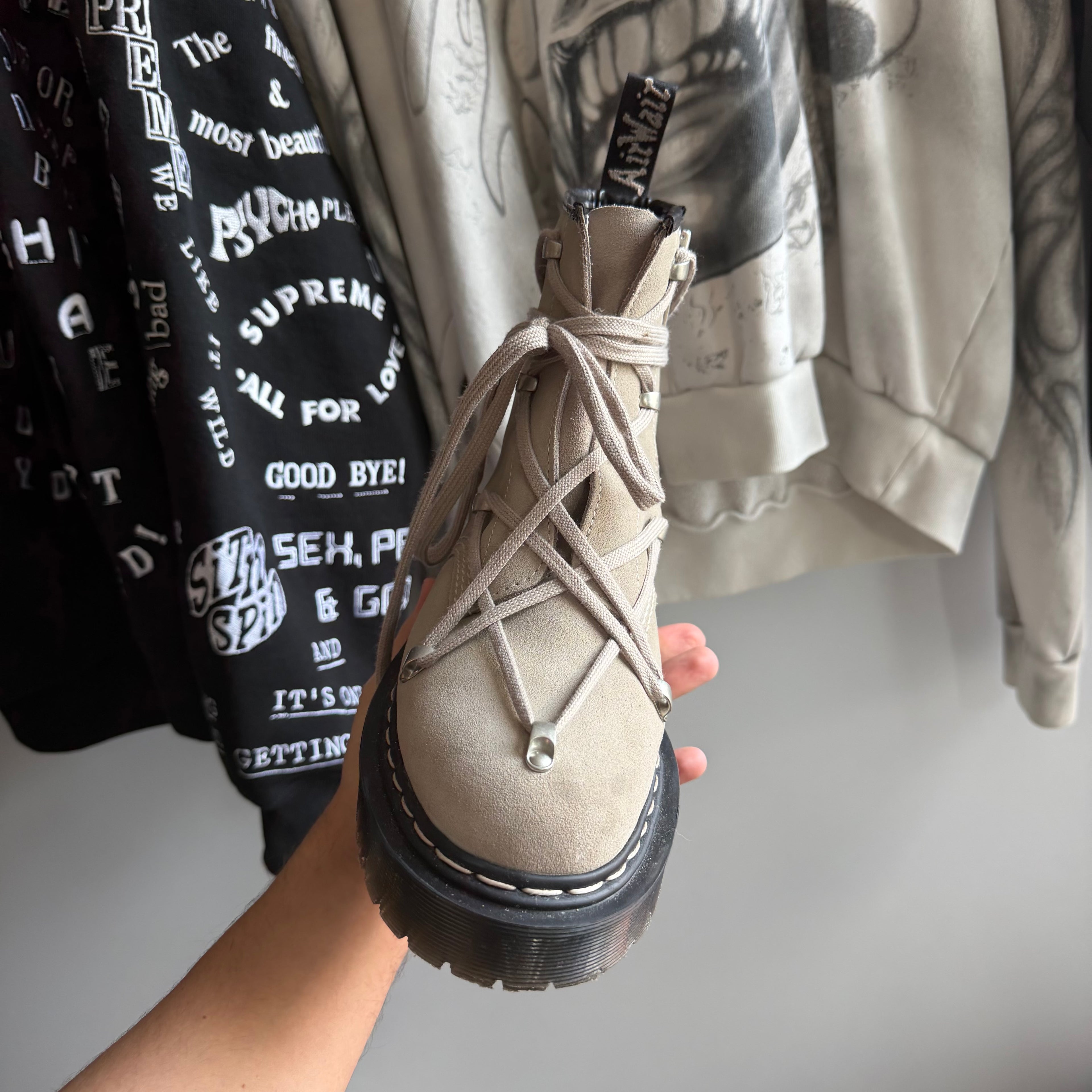 Rick Owens x Doc Martens 1460 Hexagram Bex Suede Boots