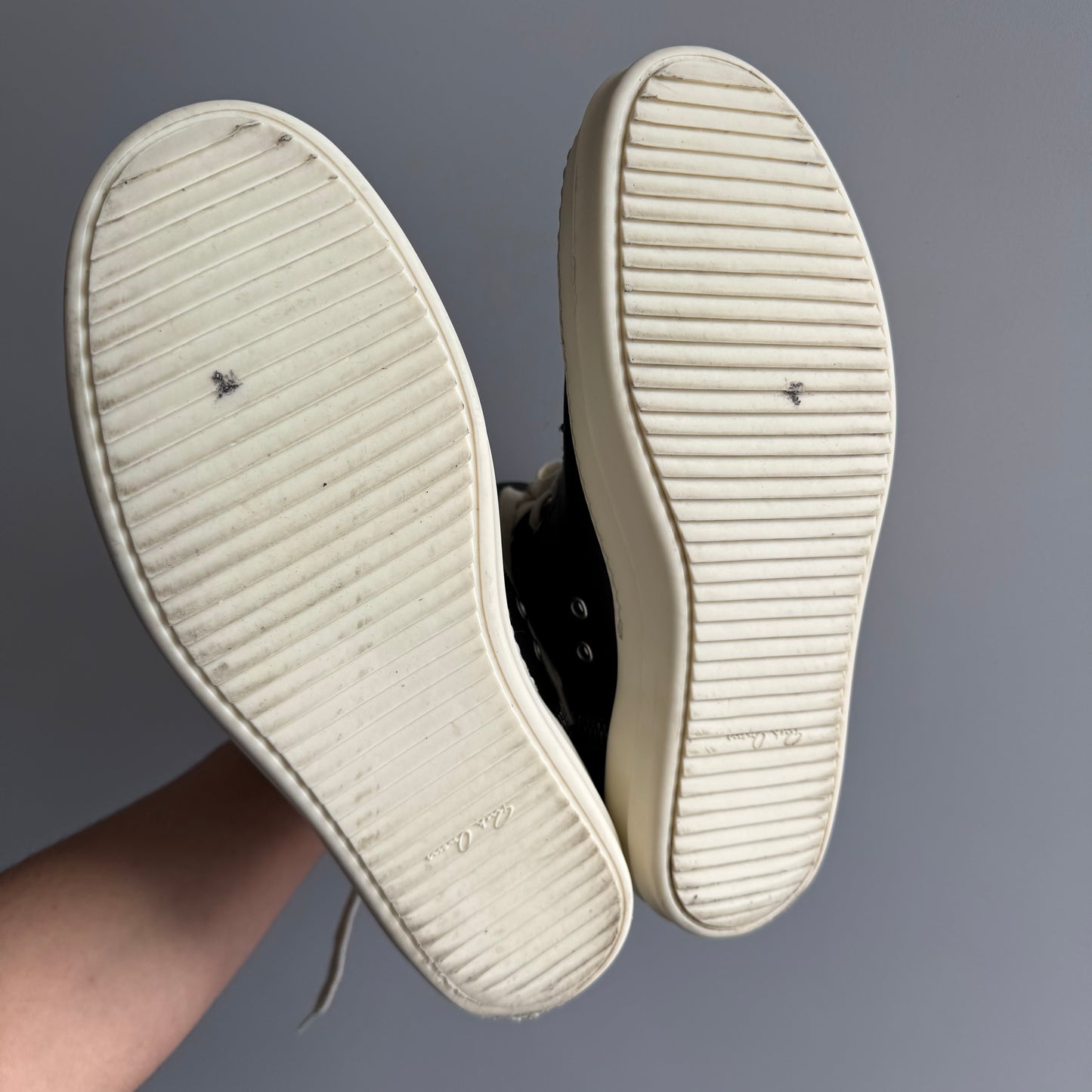 Rick Owens High Black Leather Milk Sneaker