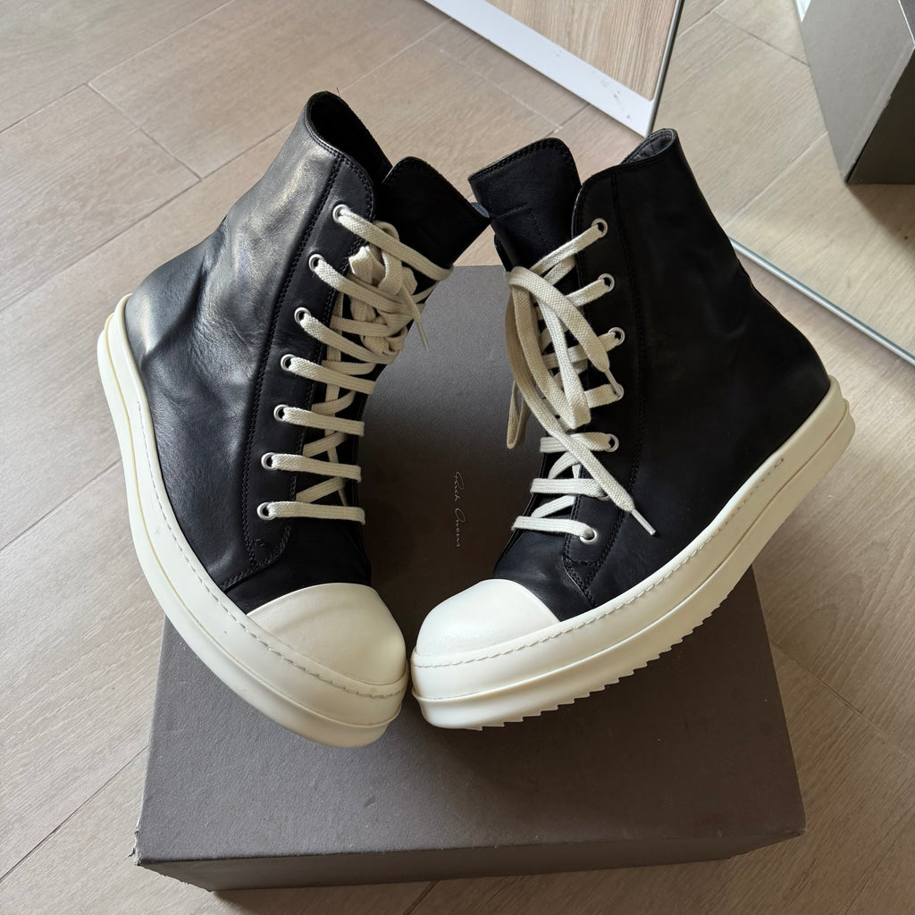 Rick Owens Mainline High Ramones Lido Milk Sneakers