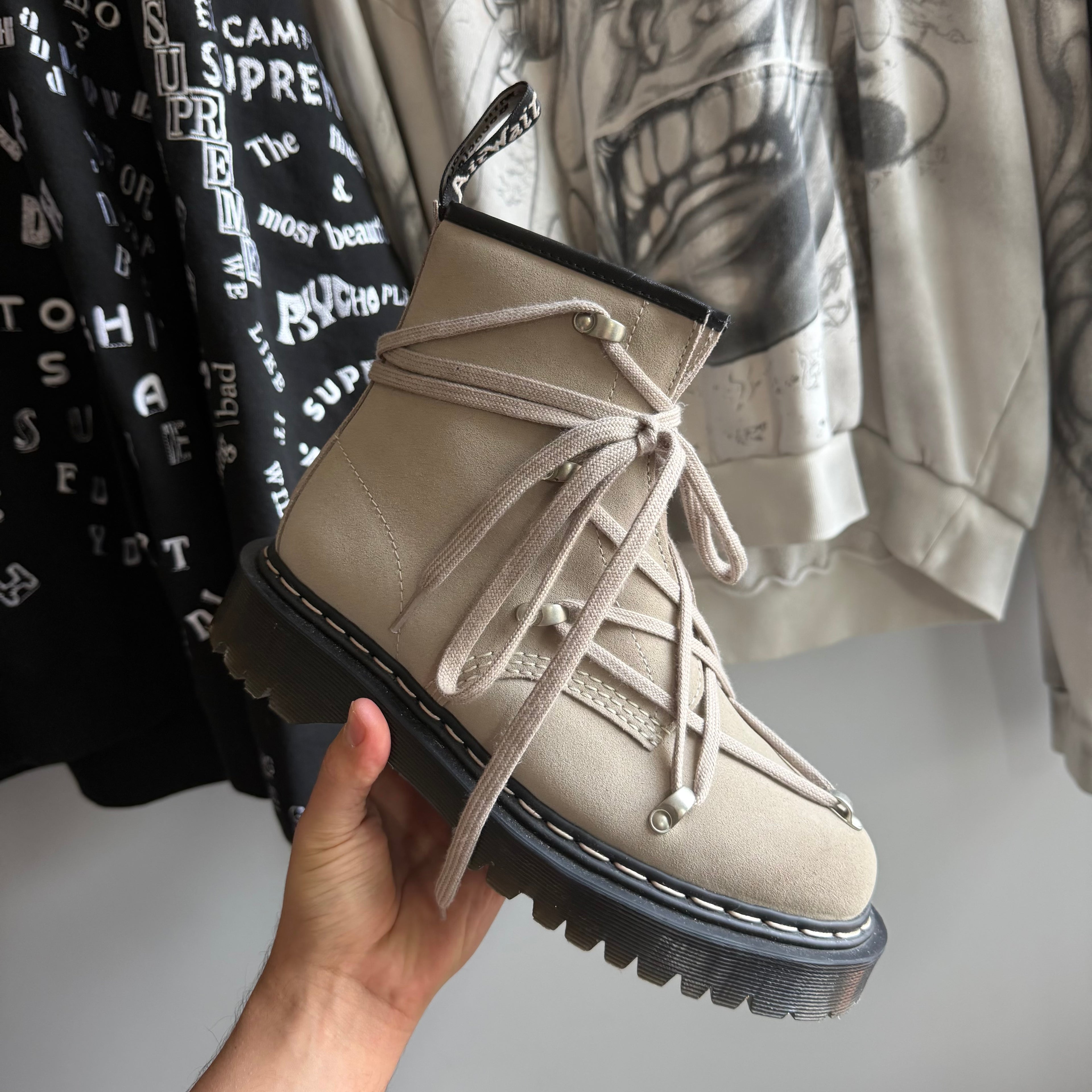 Rick Owens x Doc Martens 1460 Hexagram Bex Suede Boots