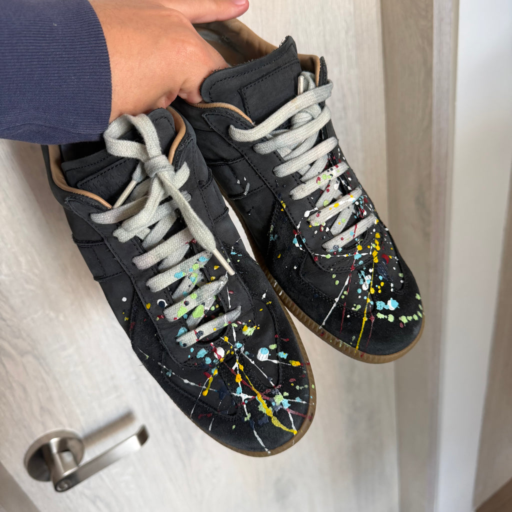 Maison Margiela Paint Splatter Replica GAT Sneakers Black