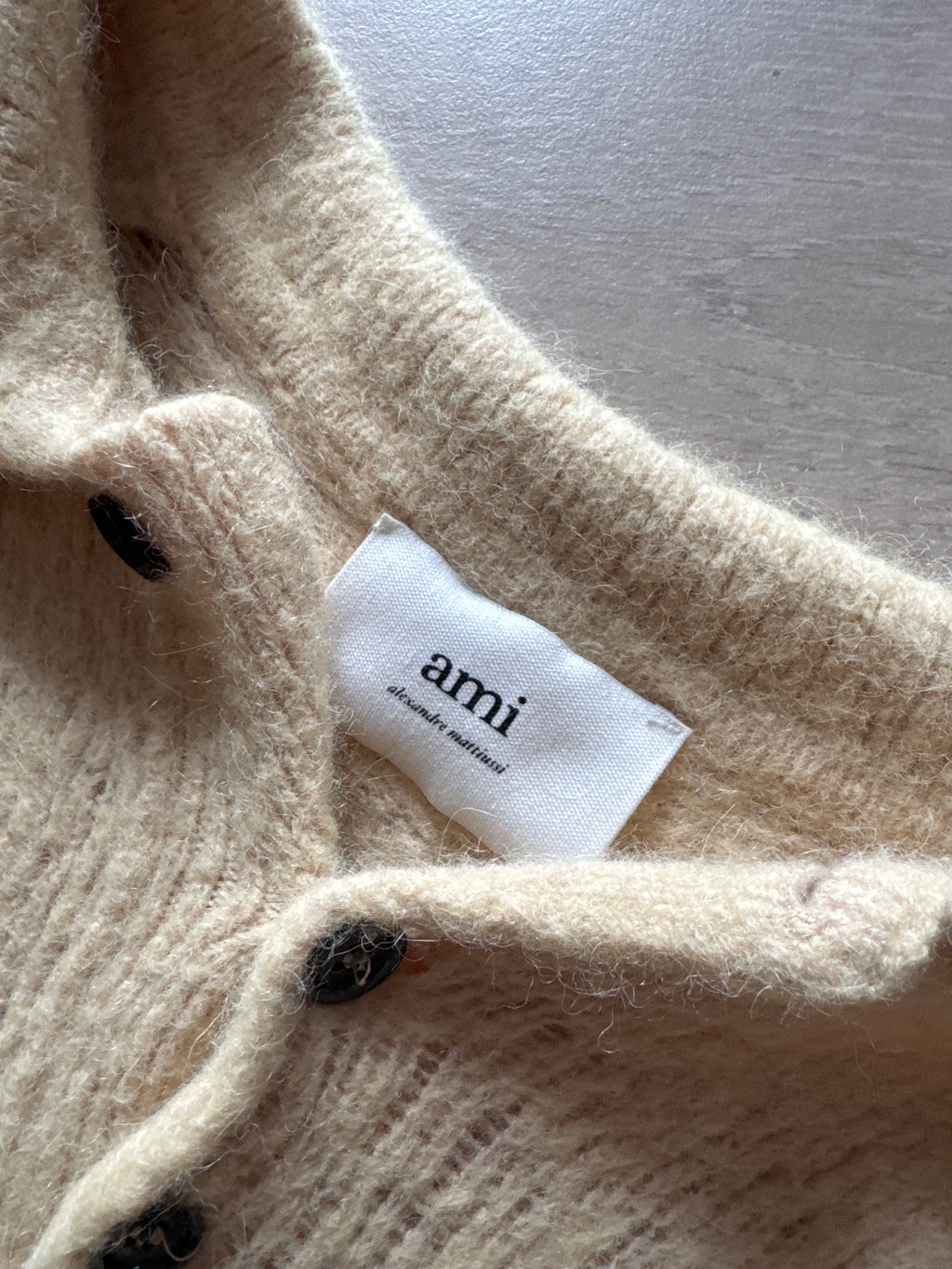 AMI Paris Brushed Knit Alpaca Blend Polo Sweater