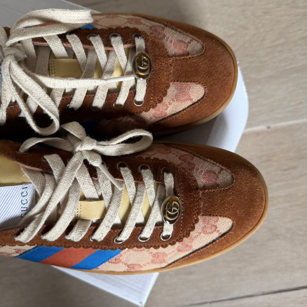 Gucci G74 Web Low Sneakers Brick Red/Beige (10.5US)