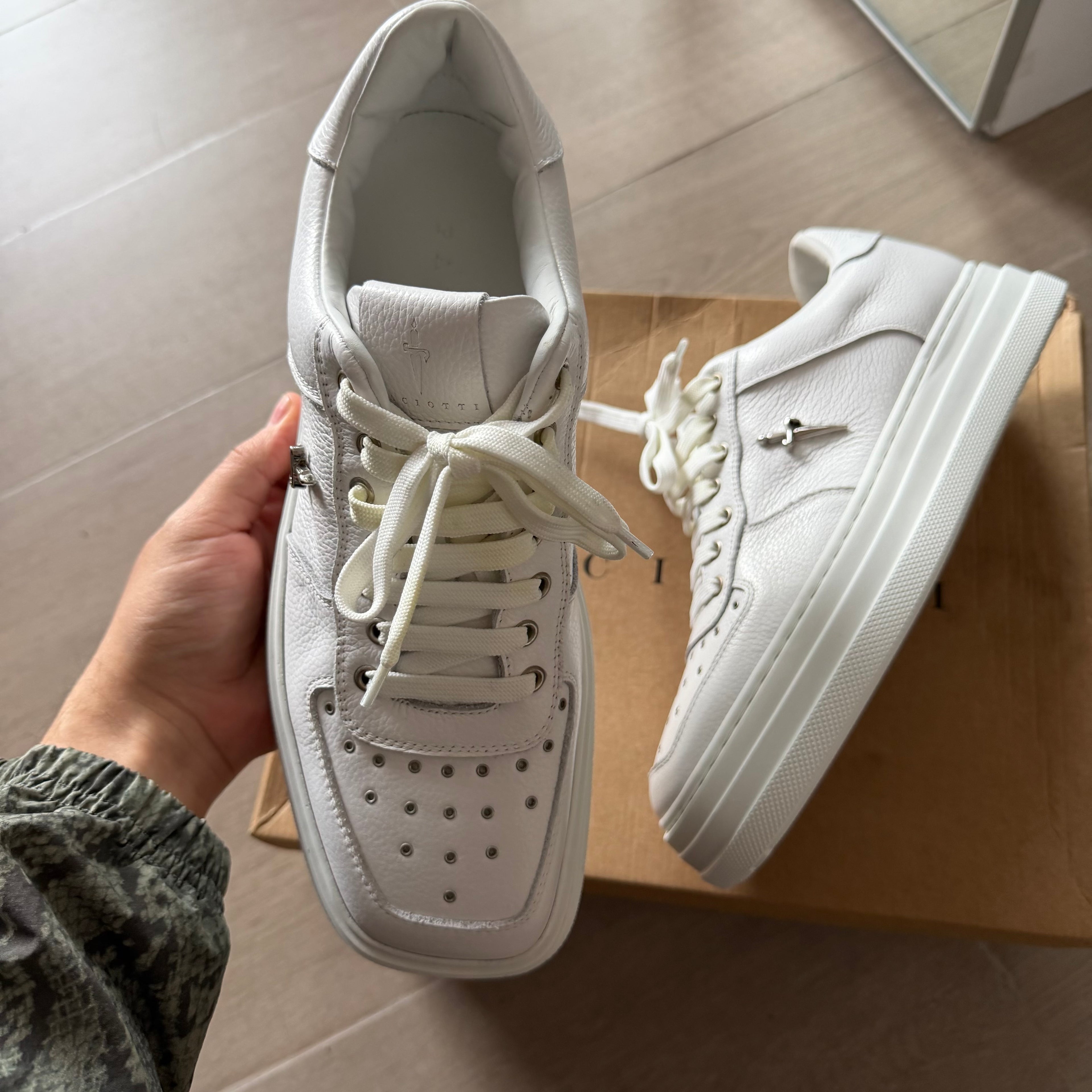 Cesare Paciotti Square Sneakers Triple White
