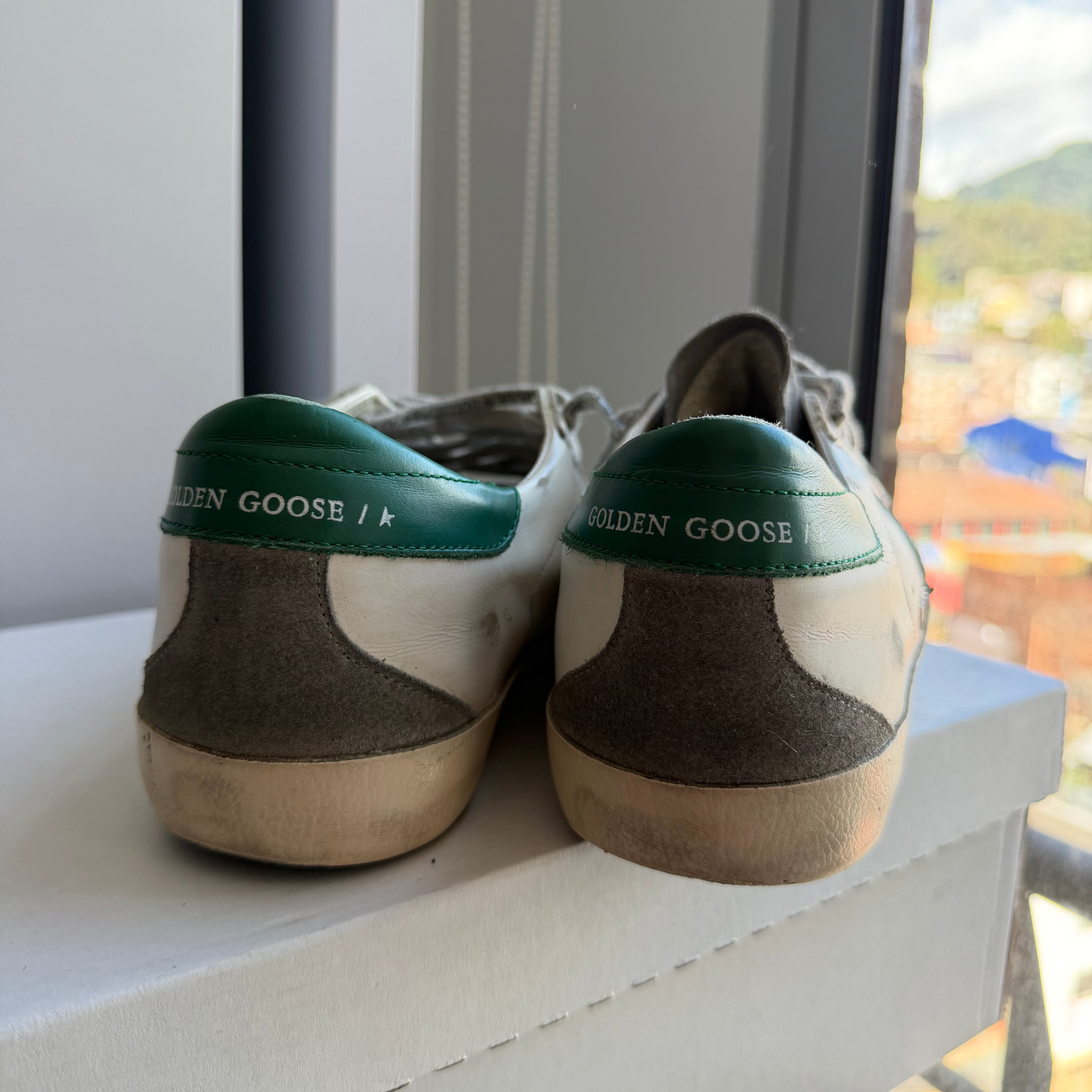 Golden Goose Superstar White/Silver Green Sneakers